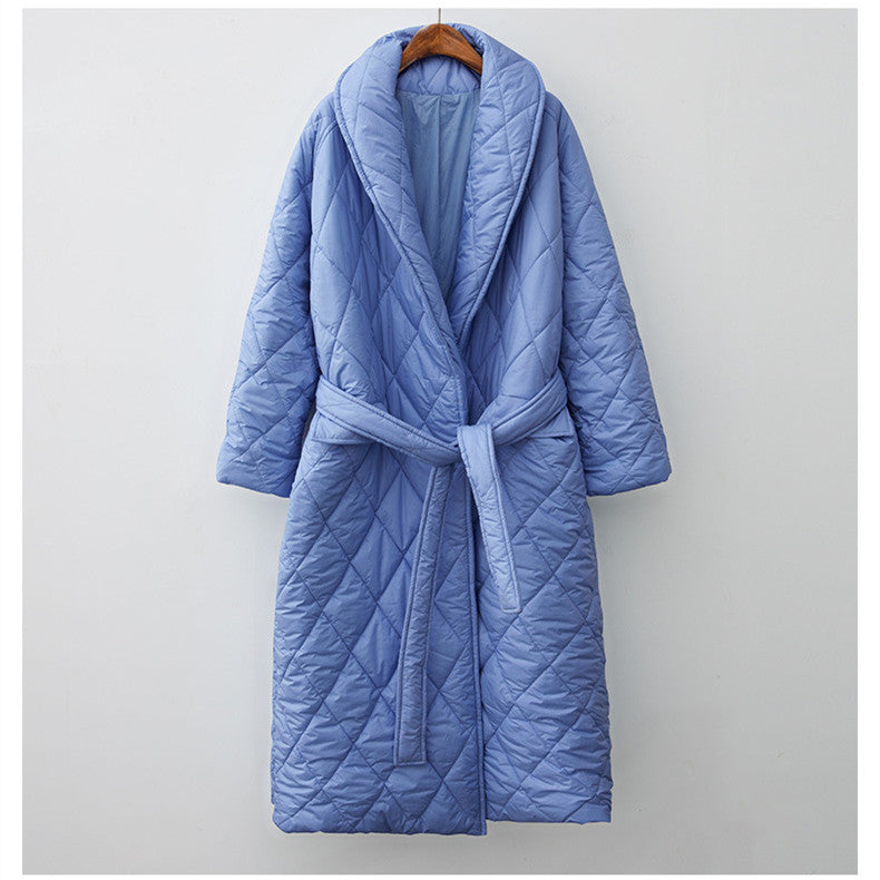 Fashionable Over-The-Knee Cotton-Padded Jacket for Women