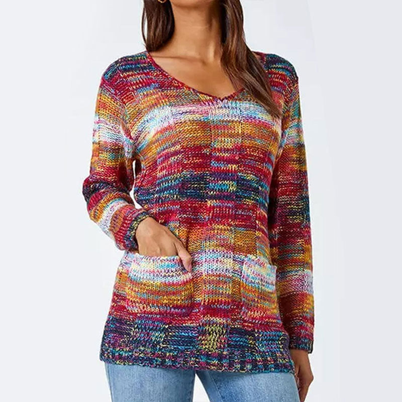 Gradient Rainbow Color Long Sleeve Sweater in Stylish Design