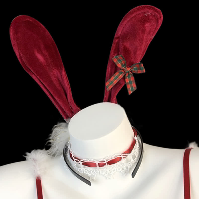 Christmas Cosplay Bunny Qipao Lace Bikini Lingerie Set