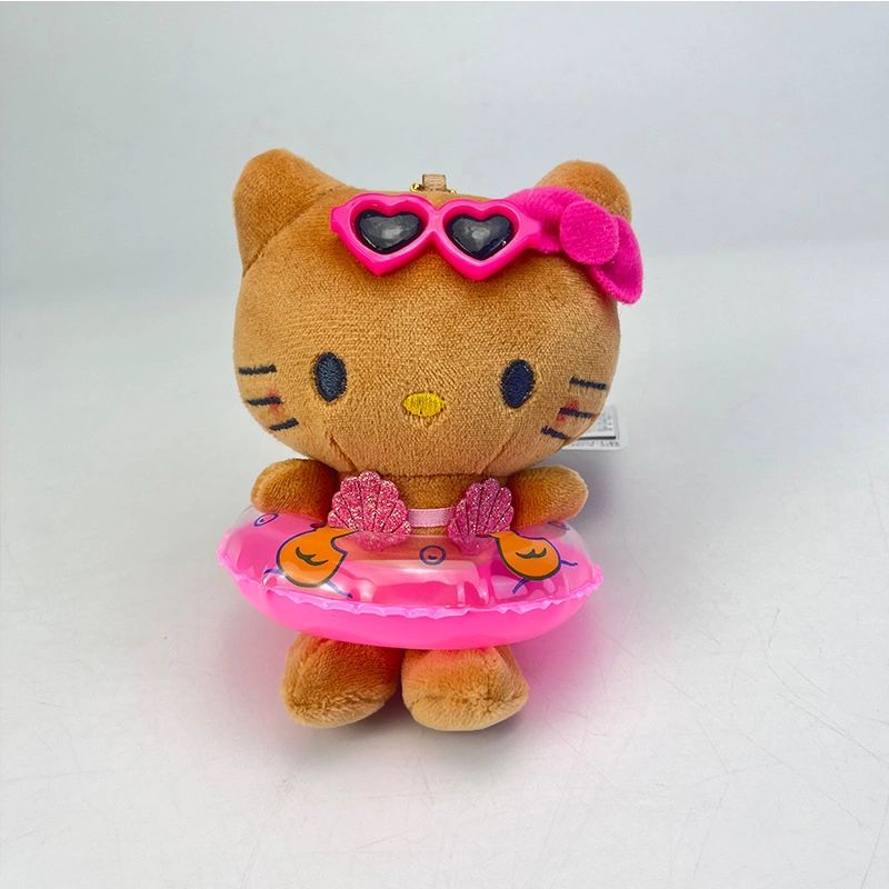 KT Tan Swimming Ring Plush Keychain｜5in/12Cm Cute  Pendant Doll Keyring Accessories Pendant Toy Girls Gift