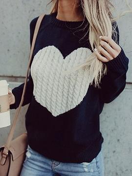 Heididress Color Block Love Heart Knit Sweaters