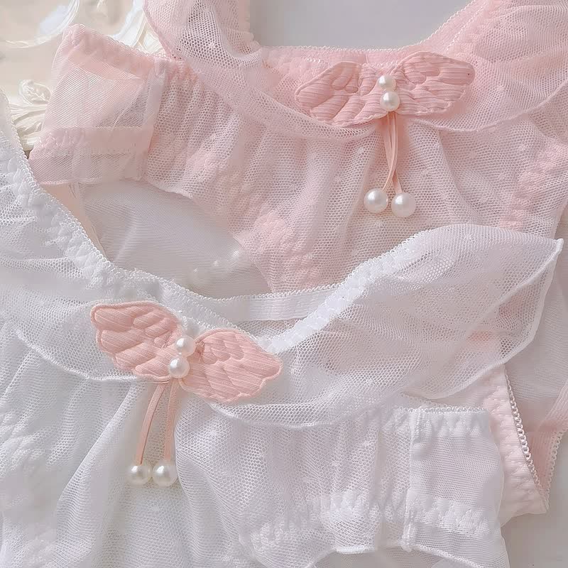 Wings Decor Lace Mesh Panty