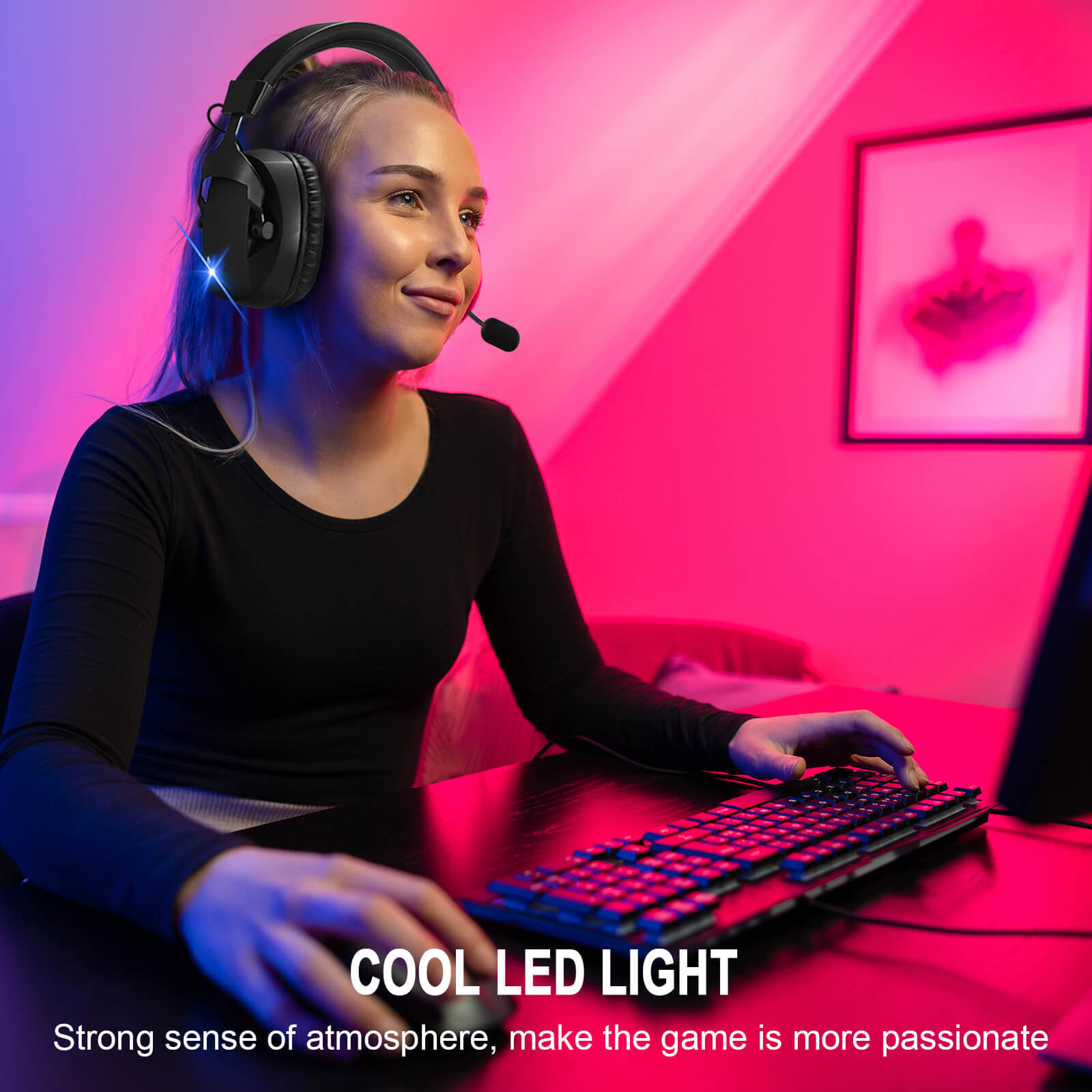 Wireless Gaming Headset With Noise Cancelling Microphone, 2.4G & Wireless Dual Mode Gaming Headphones, Wireless Headset Suitable For PC, PS4, PS5, Smart Phone, Mac, Laptop