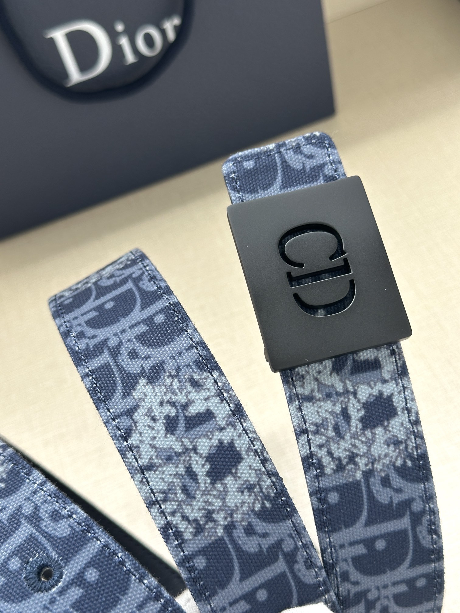 Dior CD Icon print leather belt 3.5CM wide
