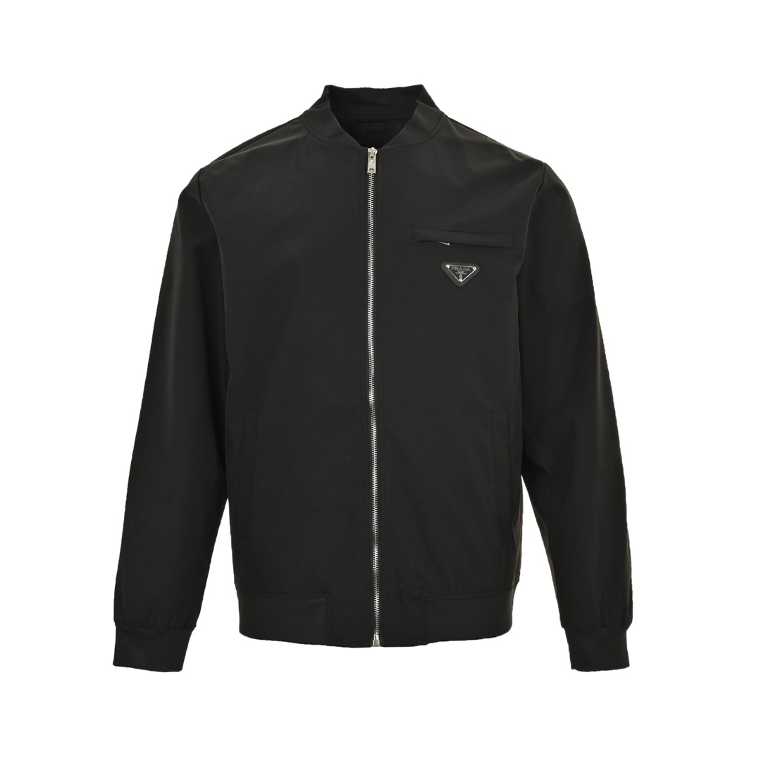 Prada 24Fw triangle logo back rhinestone lettering jacket