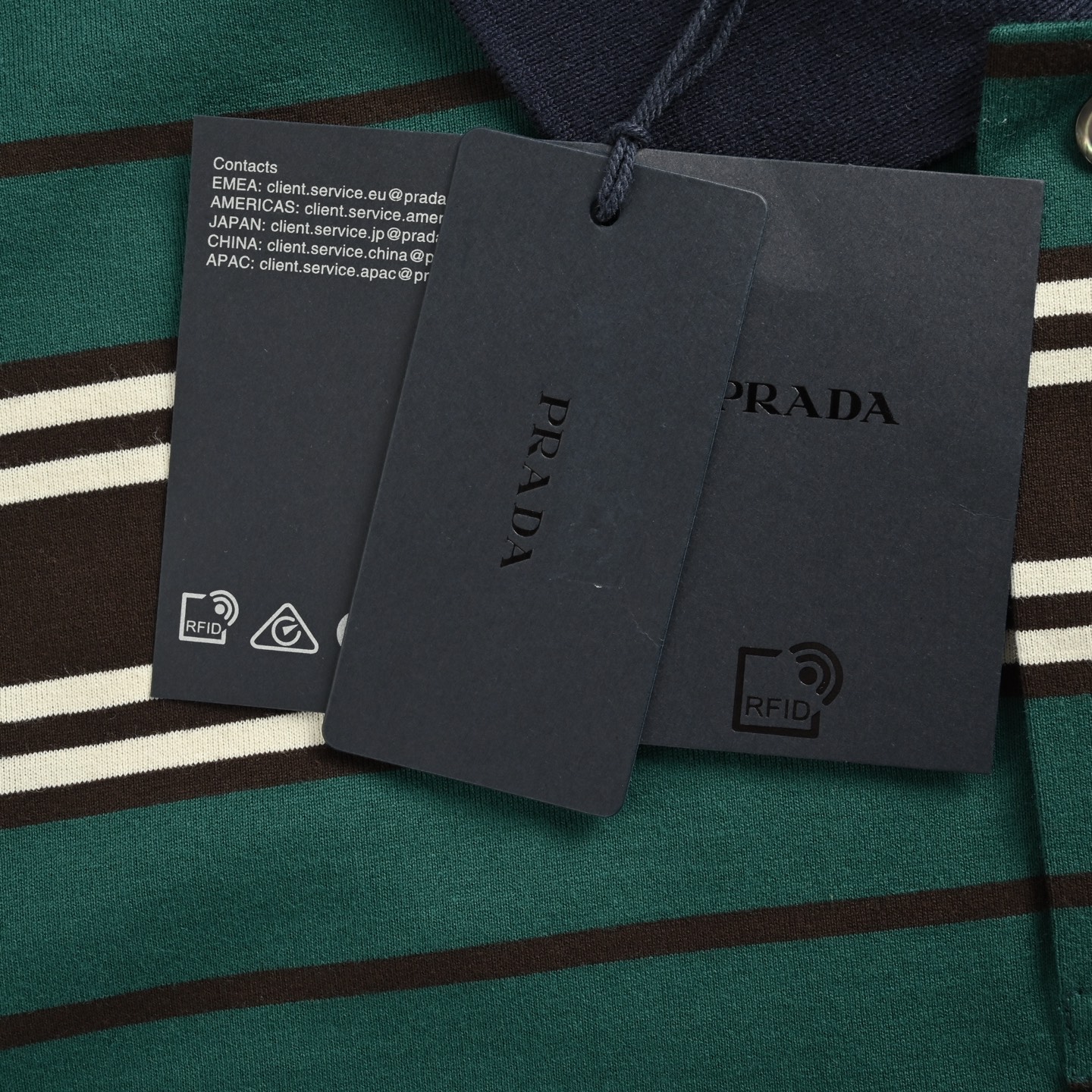 Prada 25ss red and green striped Polo short sleeve