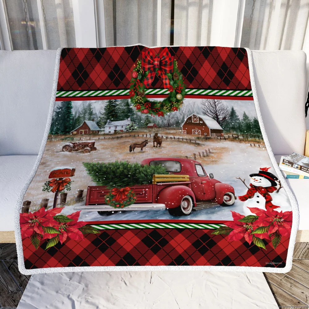 Red Truck Christmas Sofa Throw Blanket
