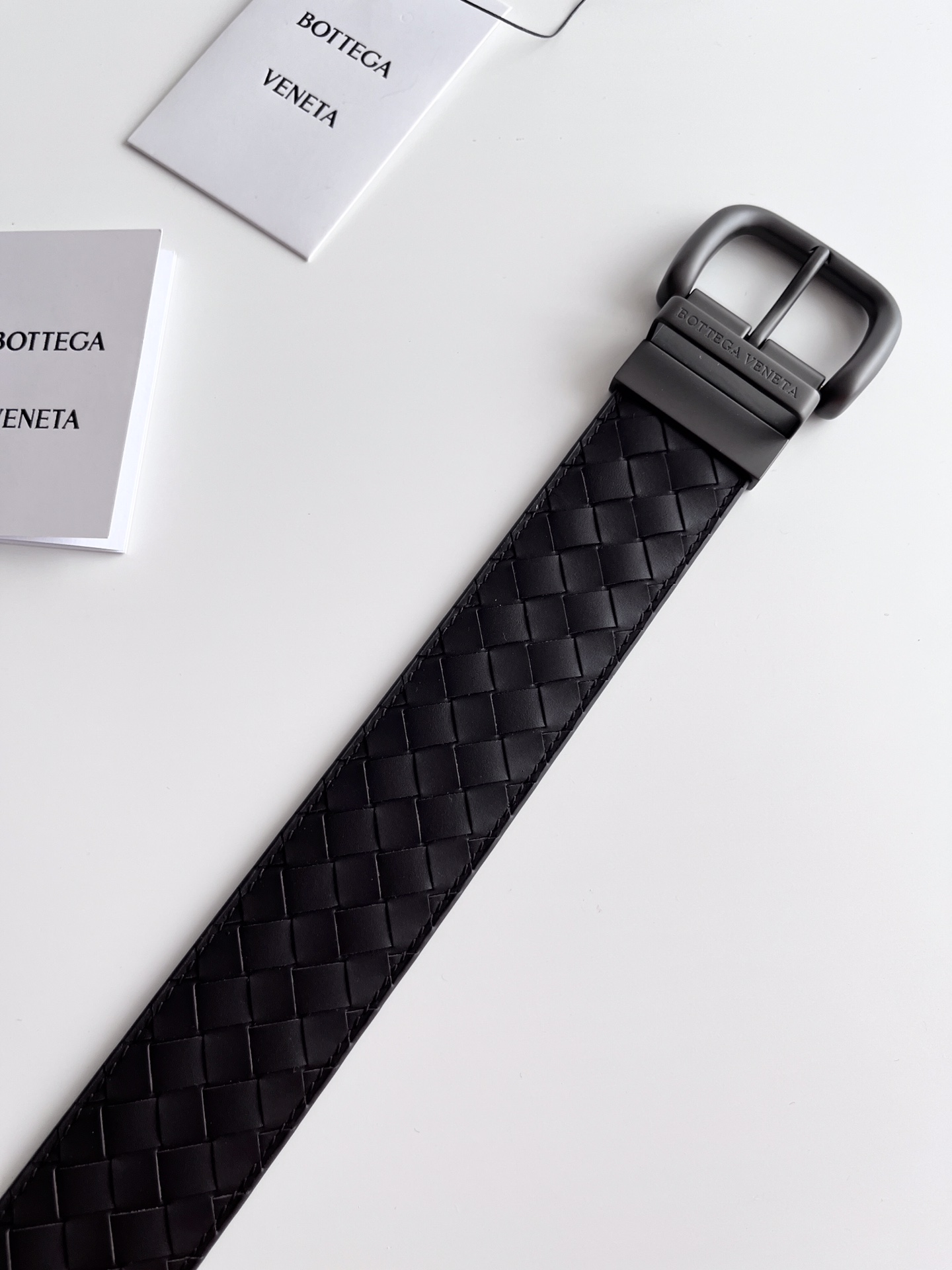 Bottega Veneta frosted pin buckle woven cowhide double-sided belt 4.0cm wide