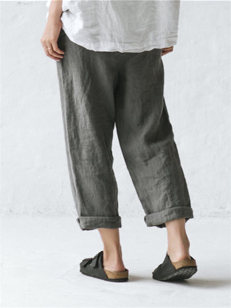 Button Up Comfy Cropped Casual Pants