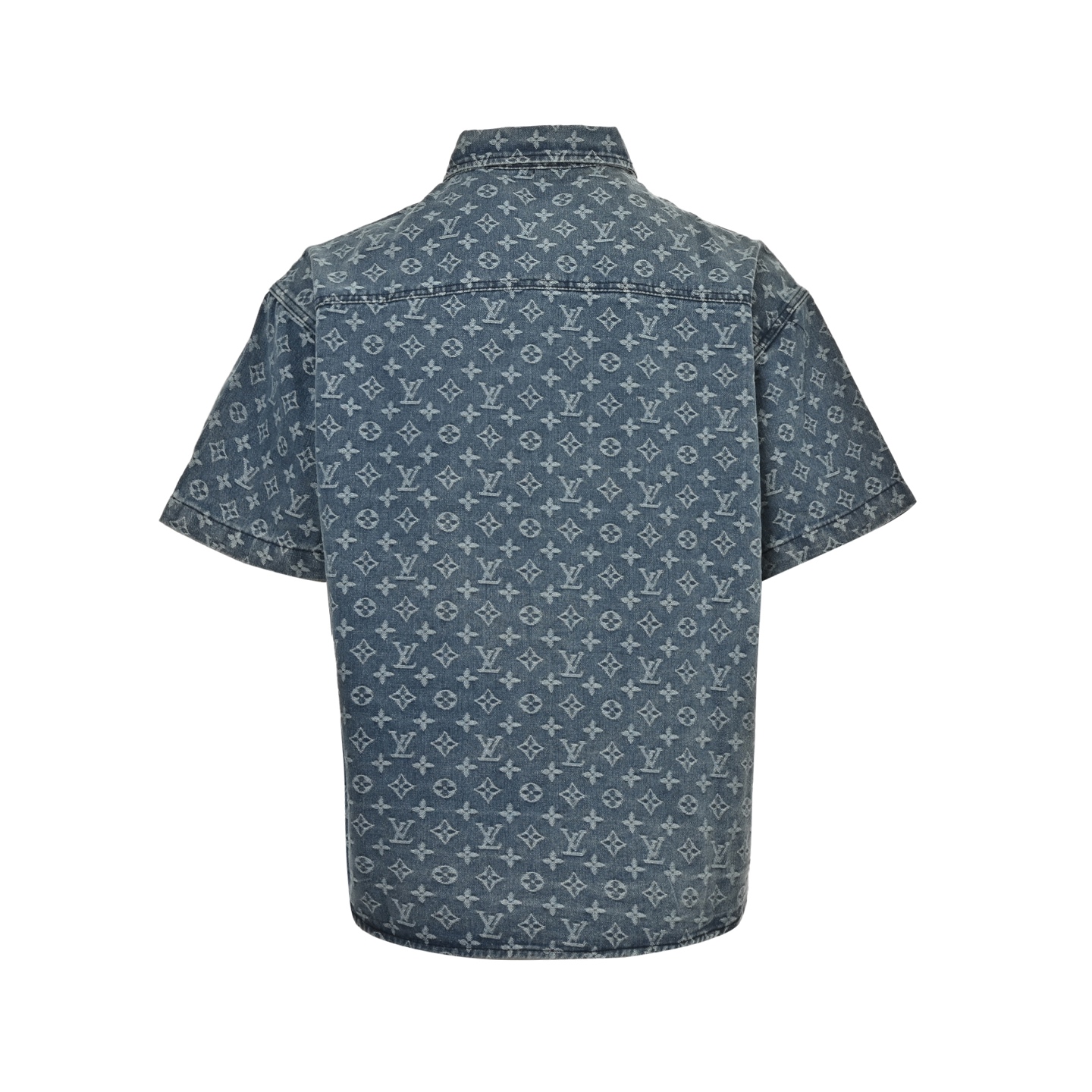 Louis Vuitton 25ss all over print monogram jacquard denim short sleeve shirt