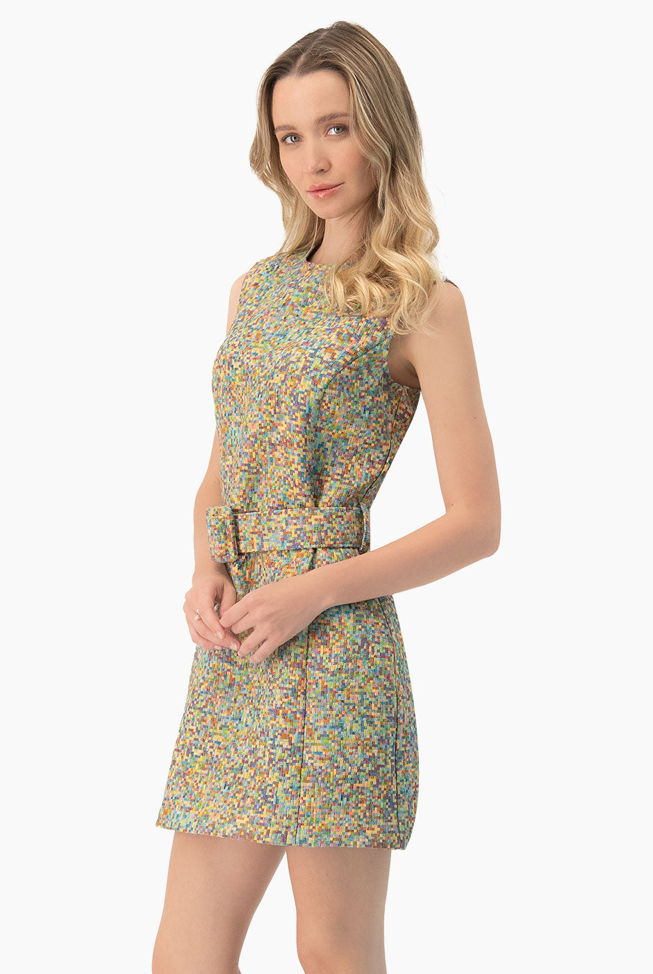 Vestido corto sin mangas multicolor