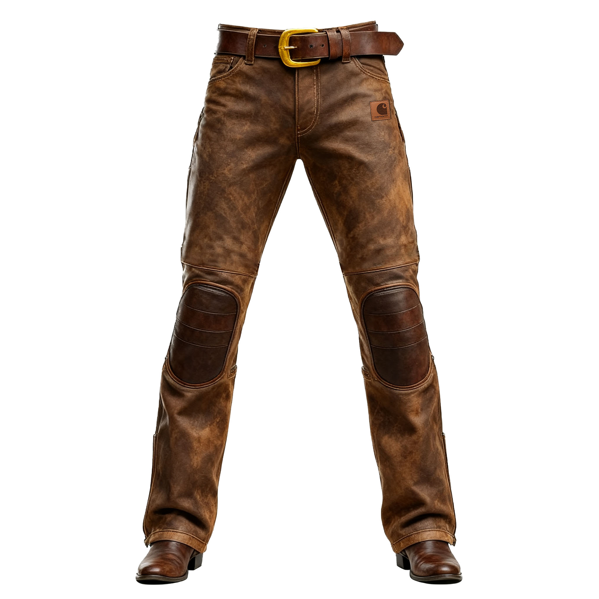 Carhartt Brown Distressed Work Pants with Knee Patches