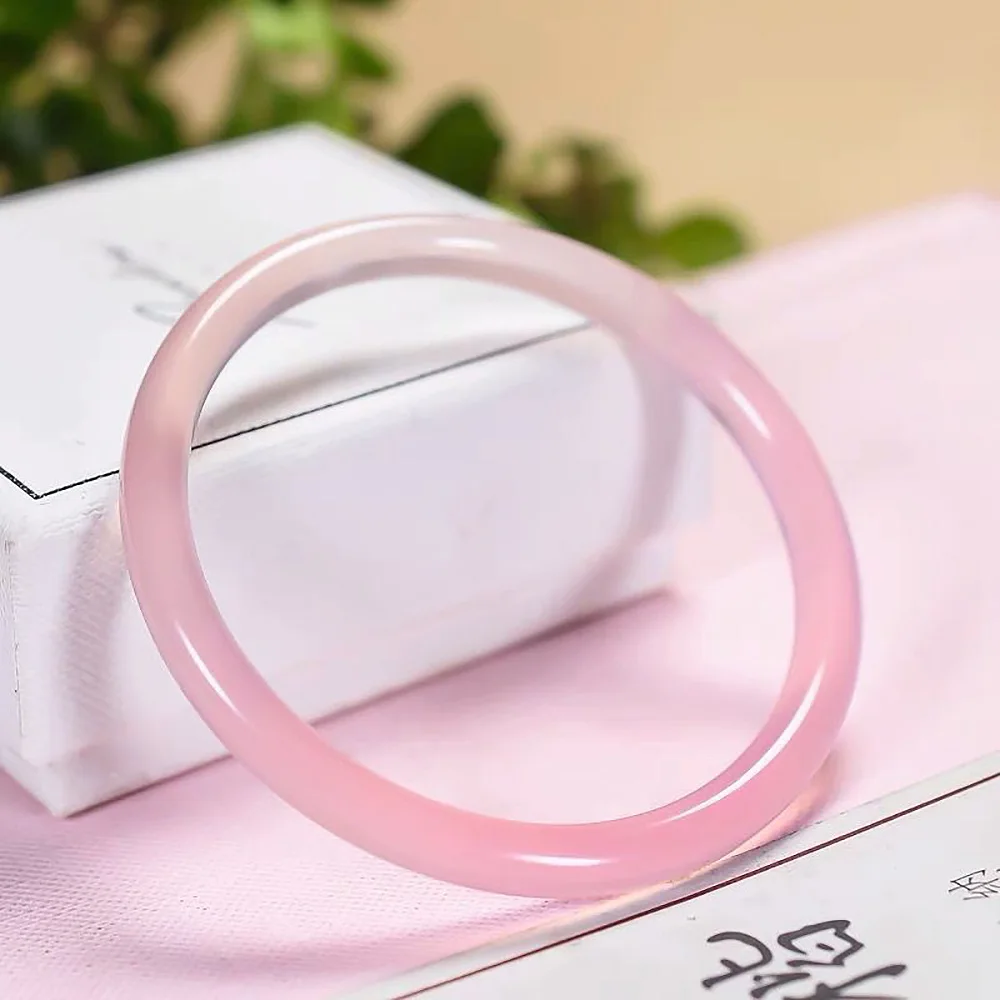 Brazil Pink Natural Jade Women's Bracelets Charm Jadeite 6mm Round Agate Bangle Elegant Fine Jewelry Accessories Ladies Gift