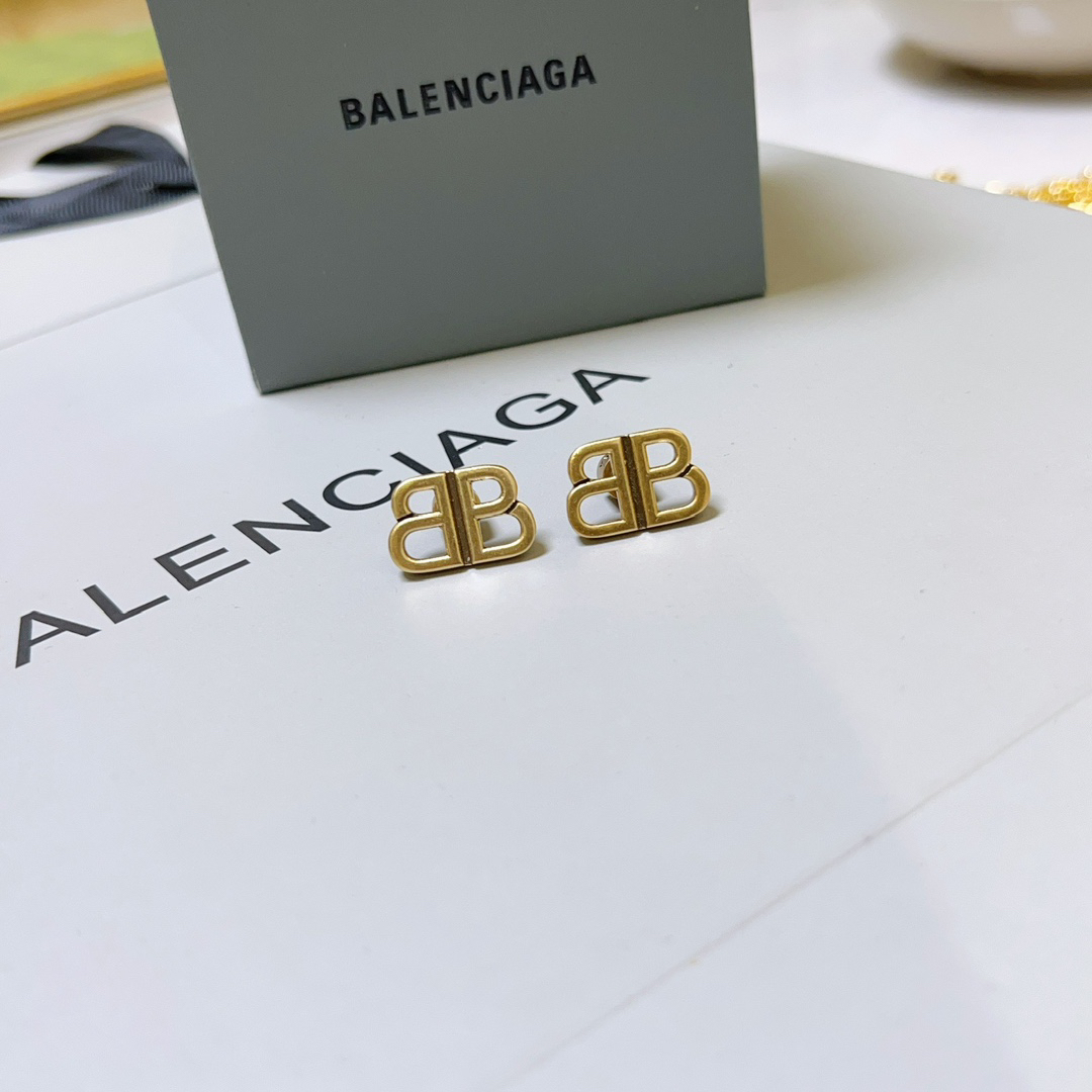 Balenciaga BB gold-tone earrings