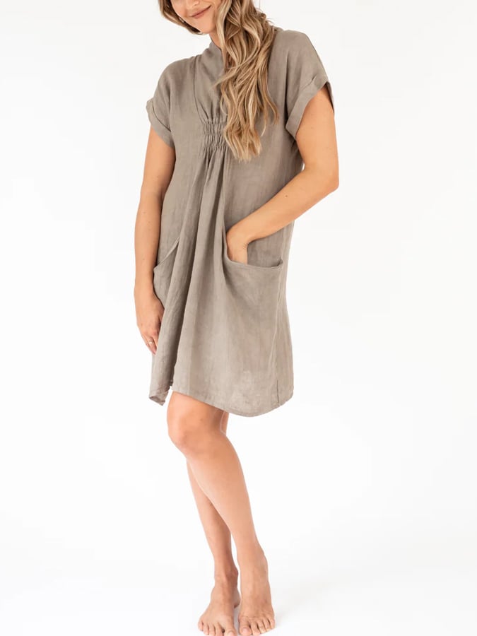 Women's Solid Color Cotton Linen Dress
