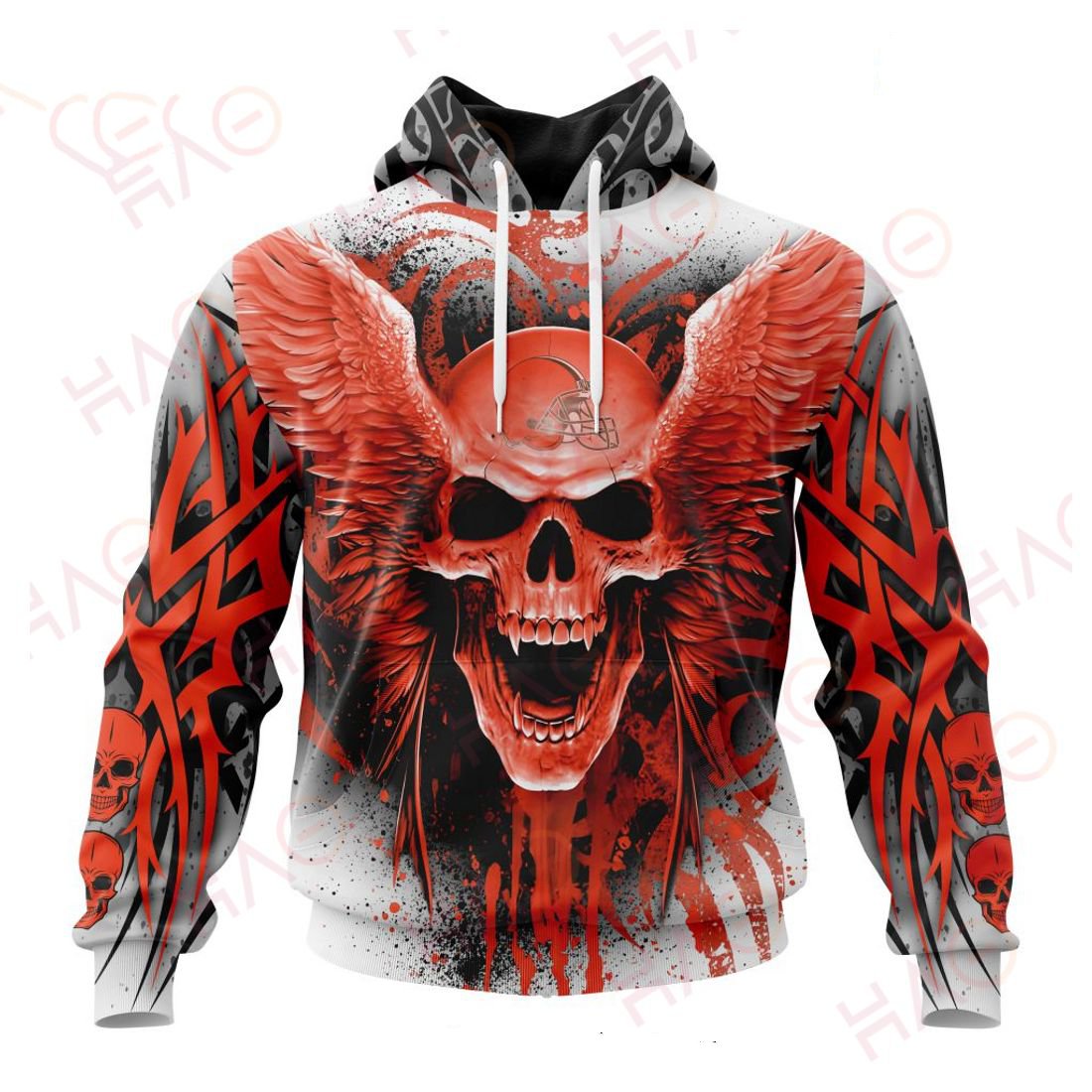 CLEVELAND BROWNS 3D HOODIE SKULL ART