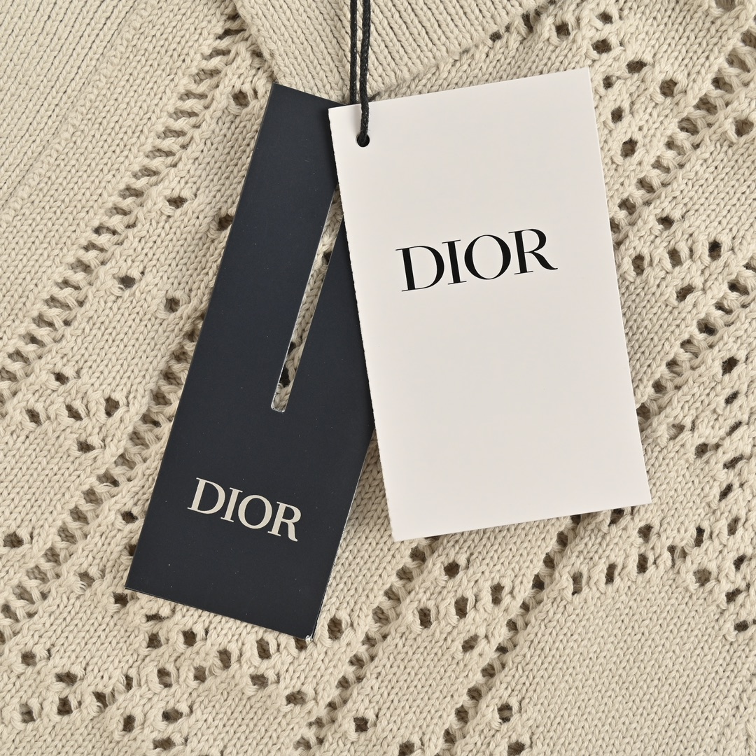 Dior 24ss openwork knit short-sleeved cardigan
