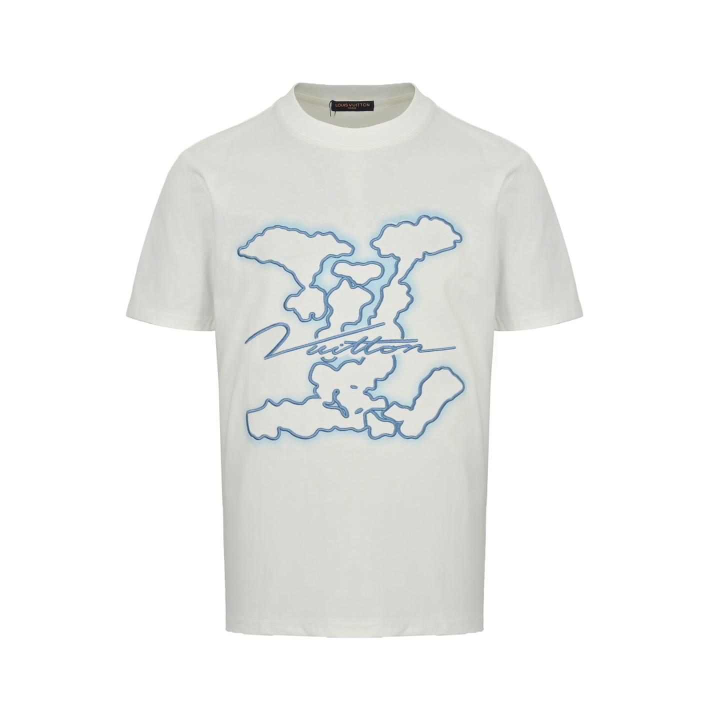 Louis Vuitton 25ss short-sleeved shirt with cloud and large letter logo embroidery