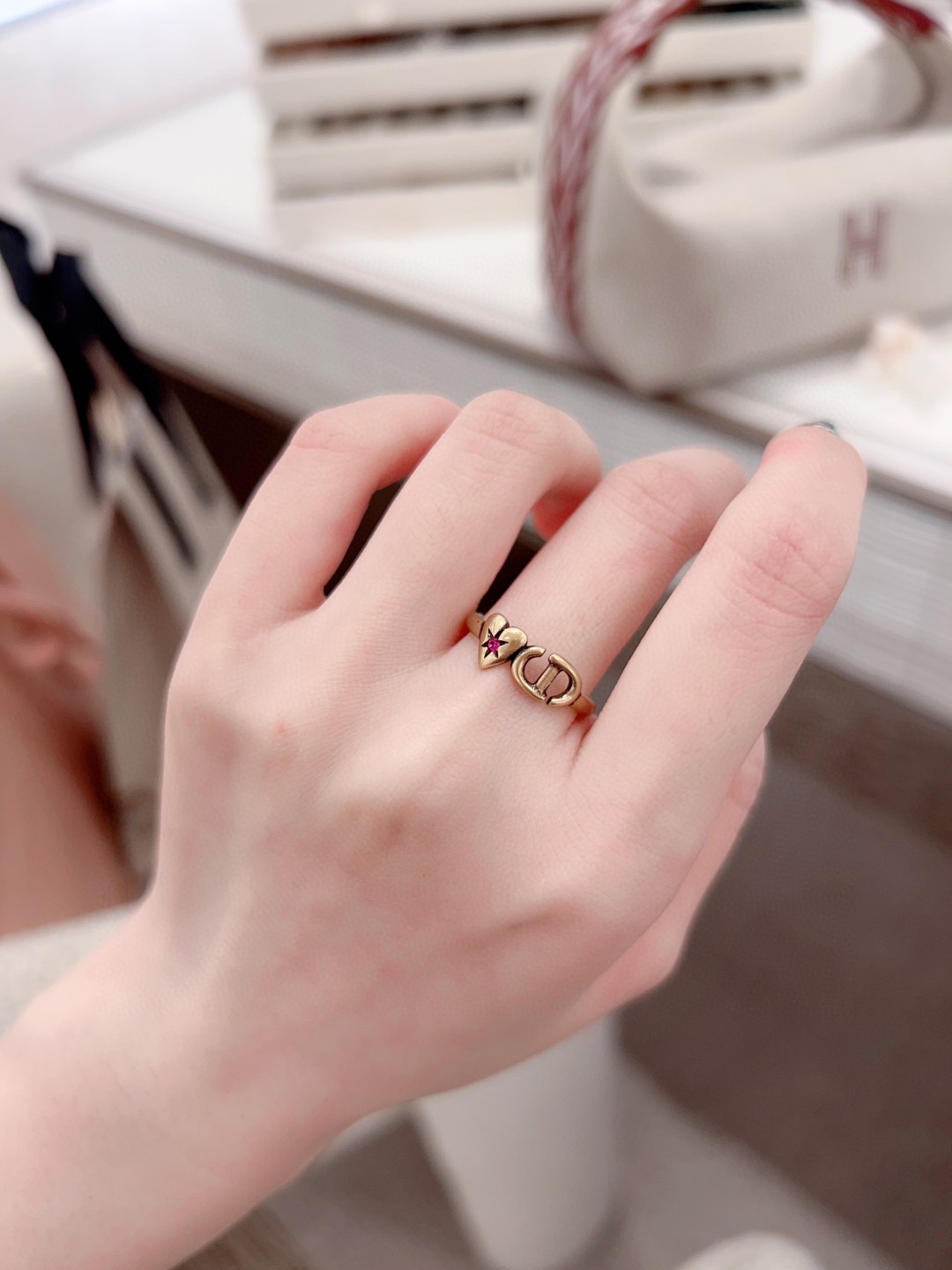 Dior retro love cd bead ring