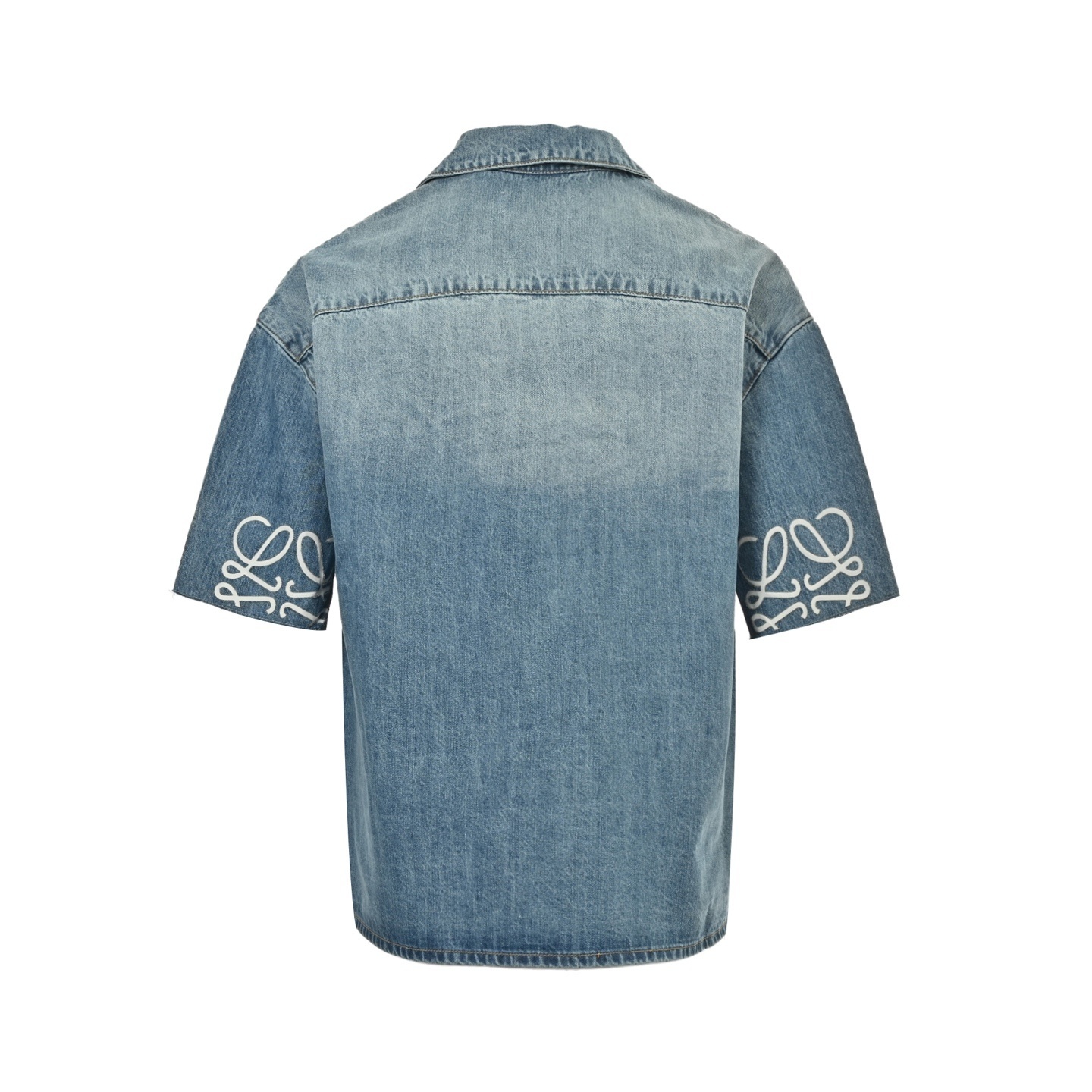 Loewe 25ss Anagram half-embroidered denim short-sleeved shirt