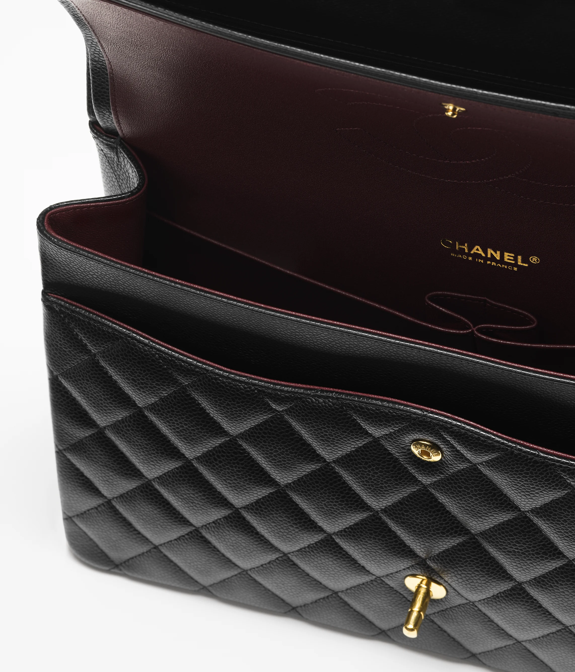 Chanel Maxi Classic Bag Grained Calfskin & Gold-Tone Metal Black A58601-Y01864-C3906