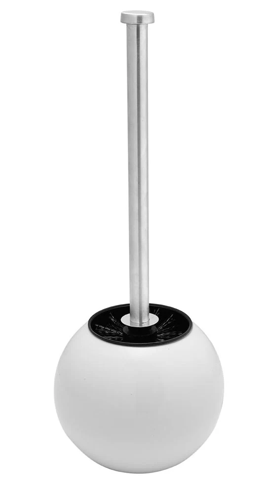 Bath Bliss Globe Design Toilet Brush and Holder in White
