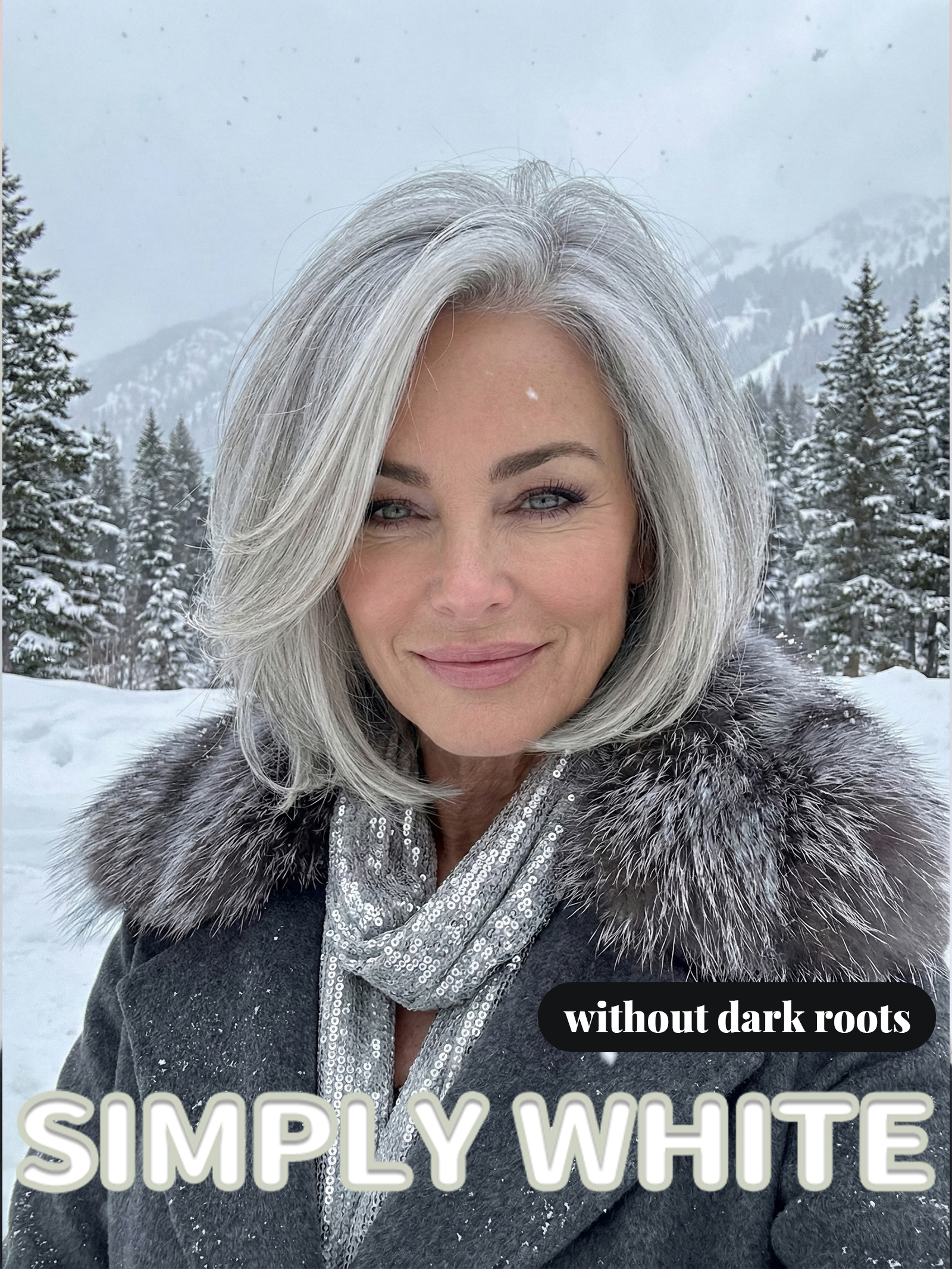 Silver Layered Wig with Natural Dark Roots
