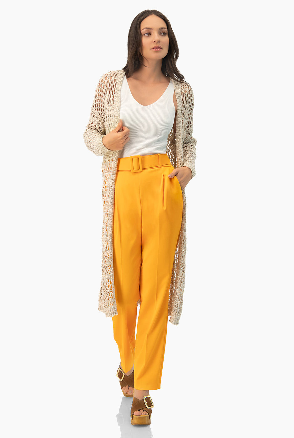 Pantalon sastreado en tono naranja