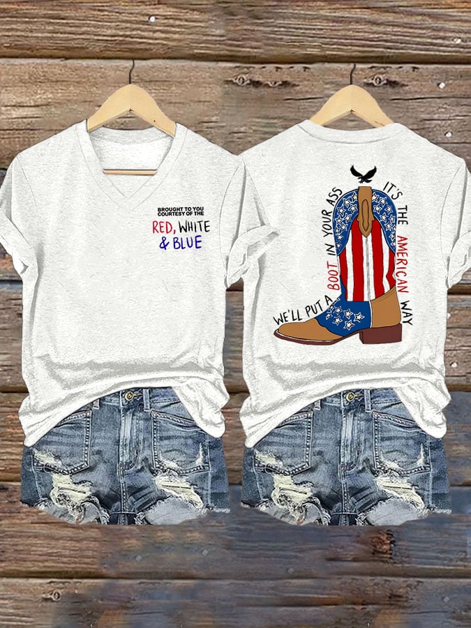 Women's Brought To You Courtesy Of The Red, White & Blue Print Casual T-Shirt