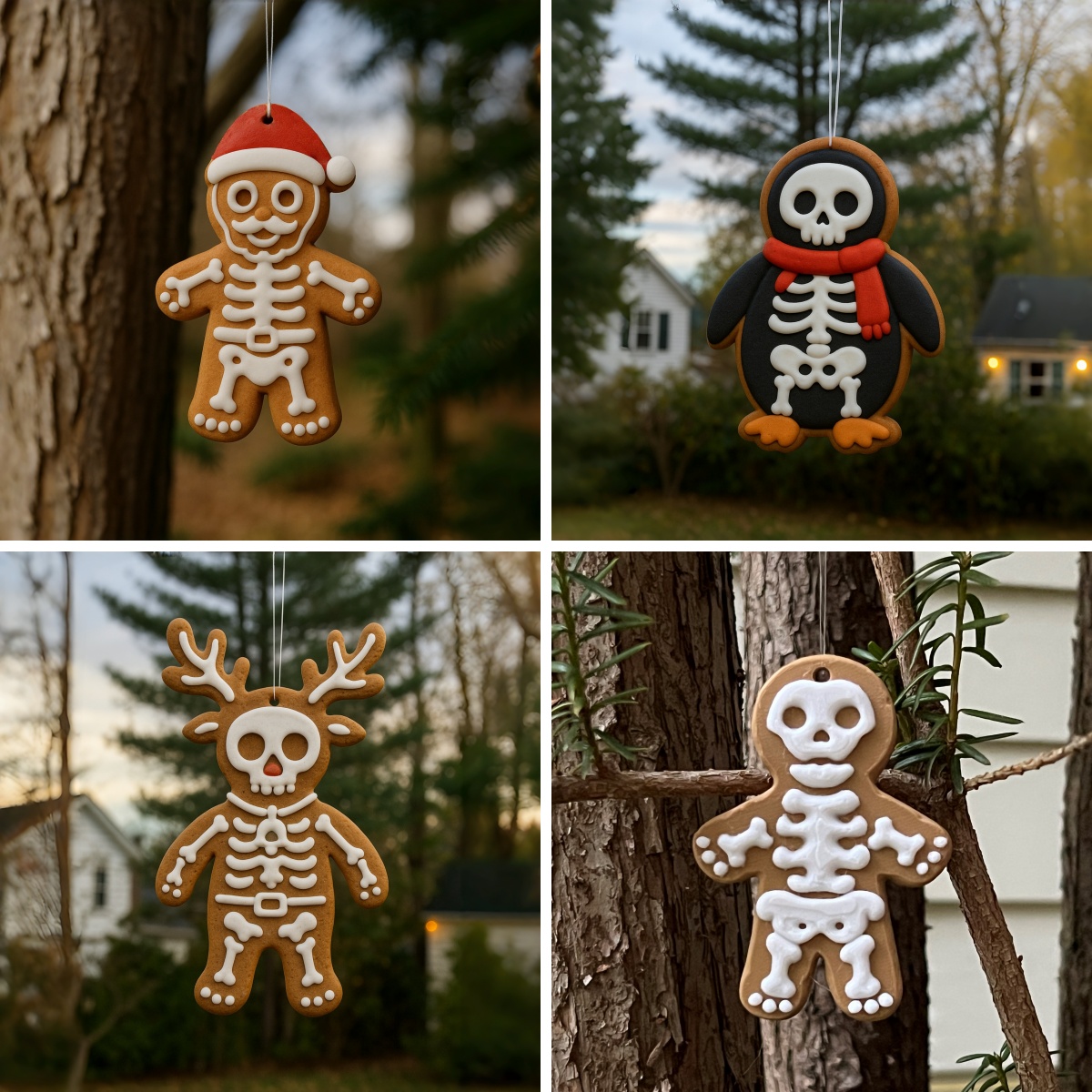 Christmas Gingerbread Skelton Ornament | Cute Christmas Spooky Decorations