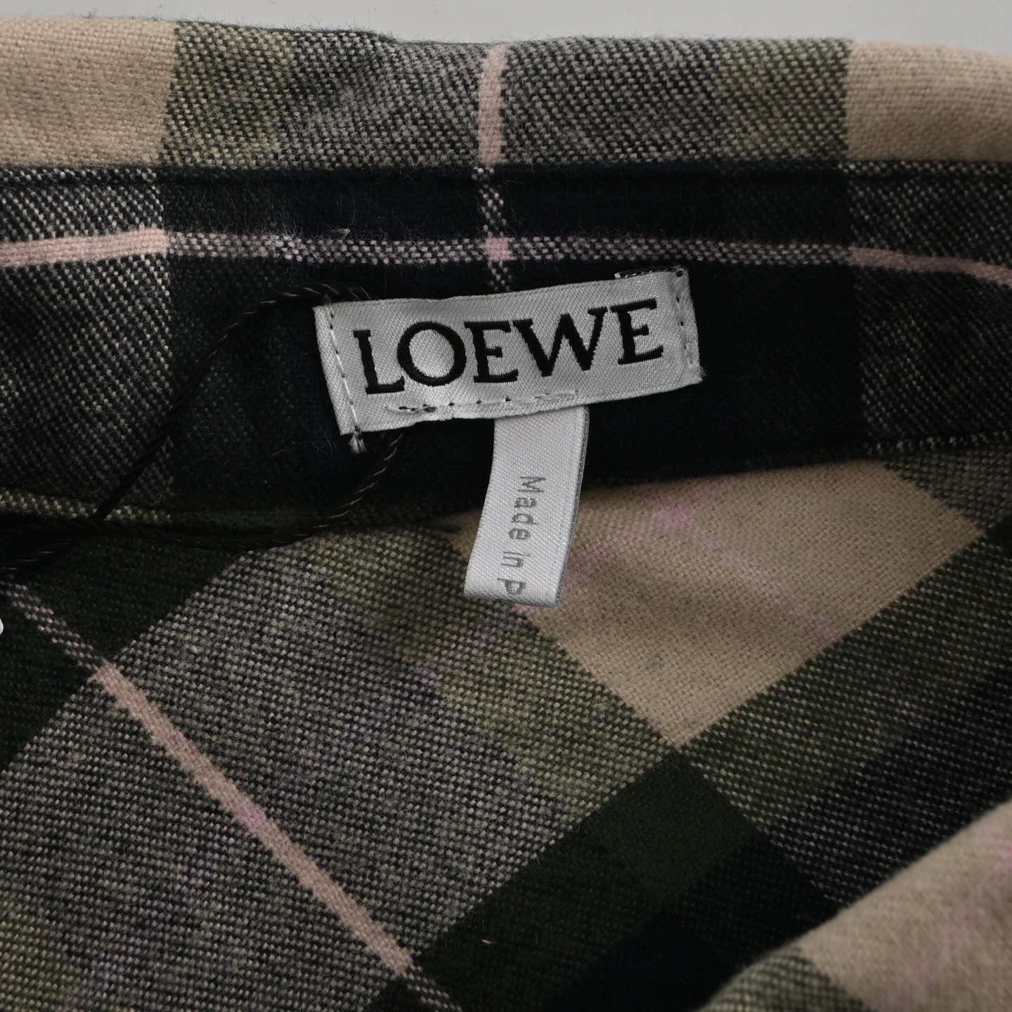 Loewe 25ss cuff leather checked shirt jacket