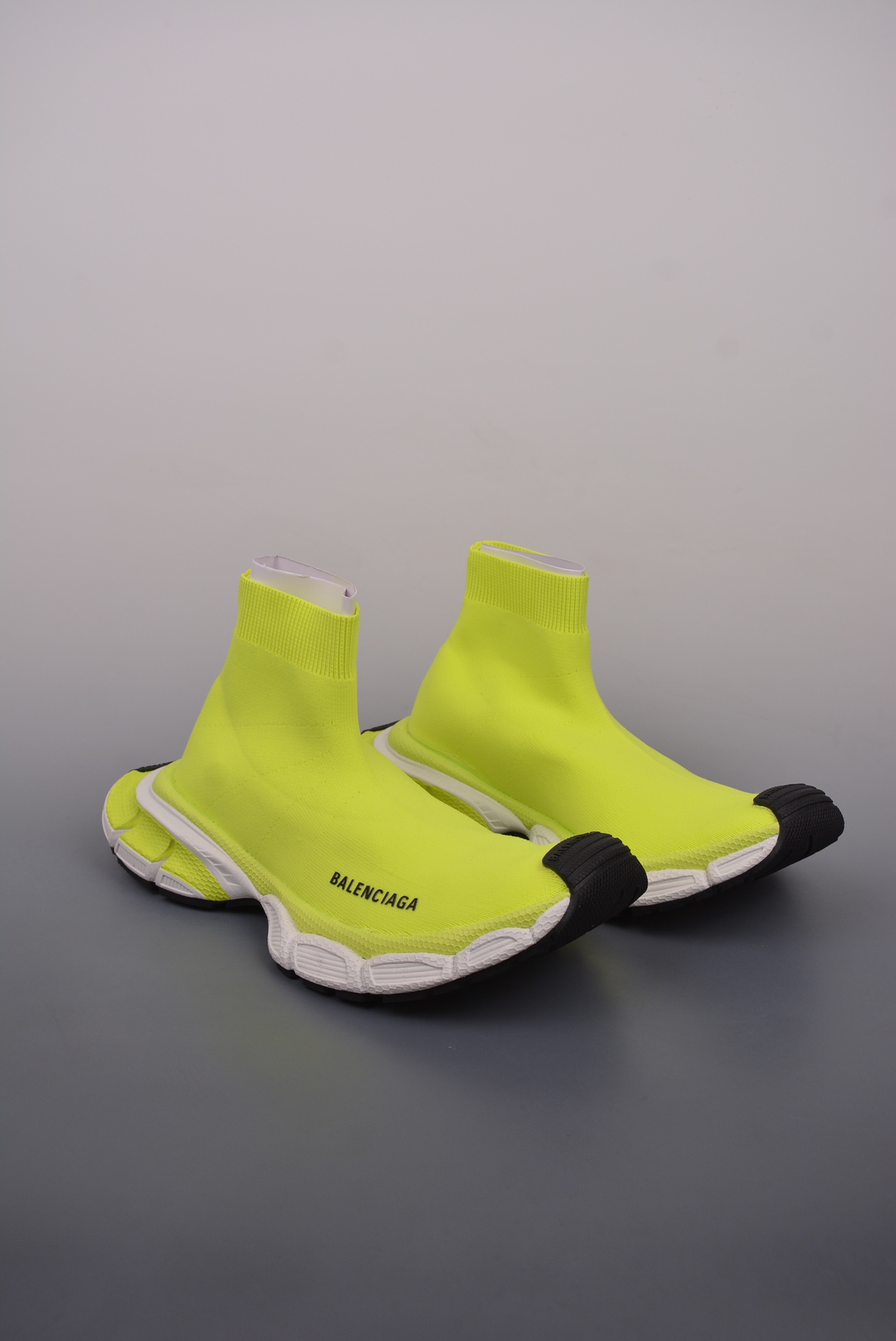 BALENCIAGA 3XL Knit Mid Sneakers Fluorescent Yellow