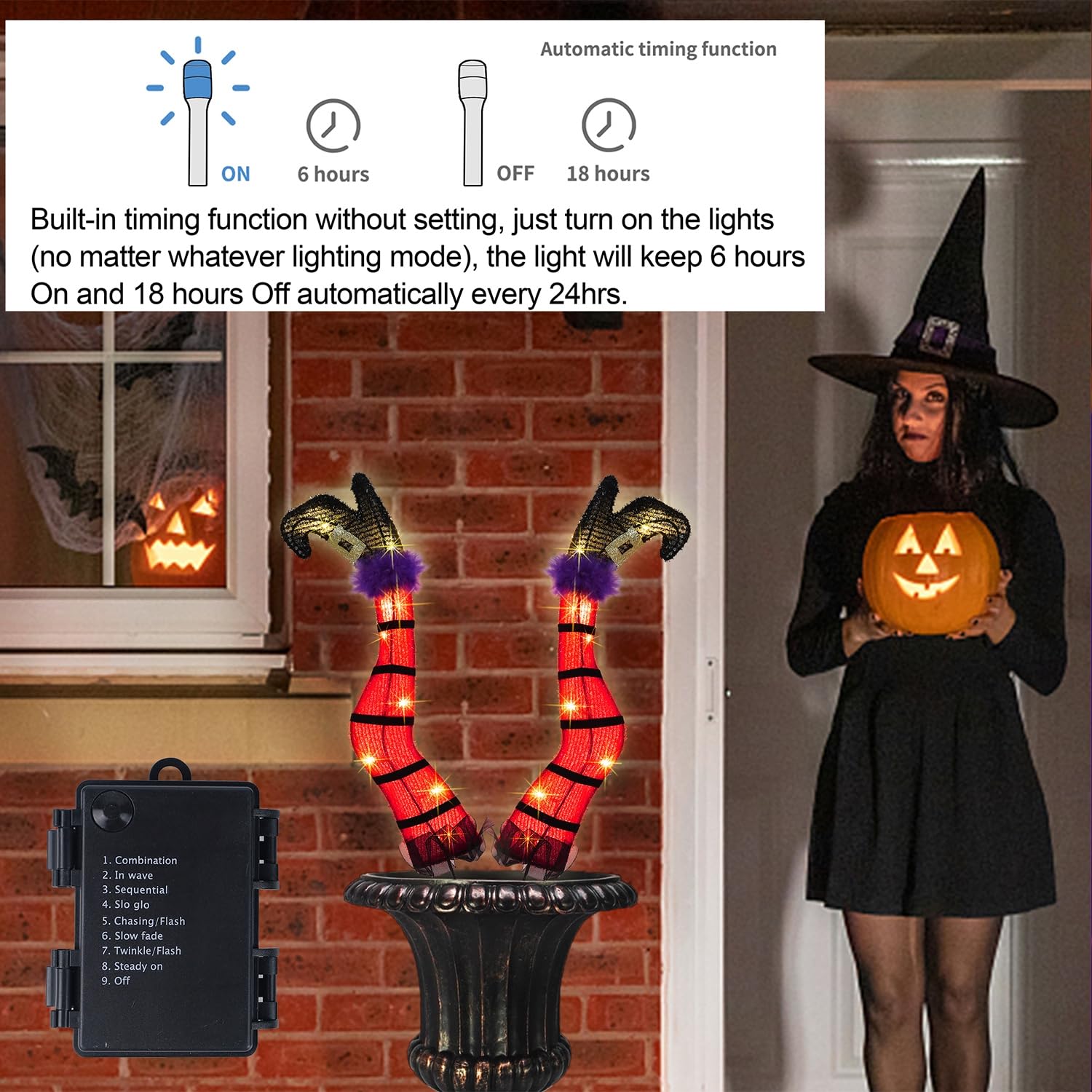Halloween Lighted Wicked Witch Legs with Stakes - Height- 22