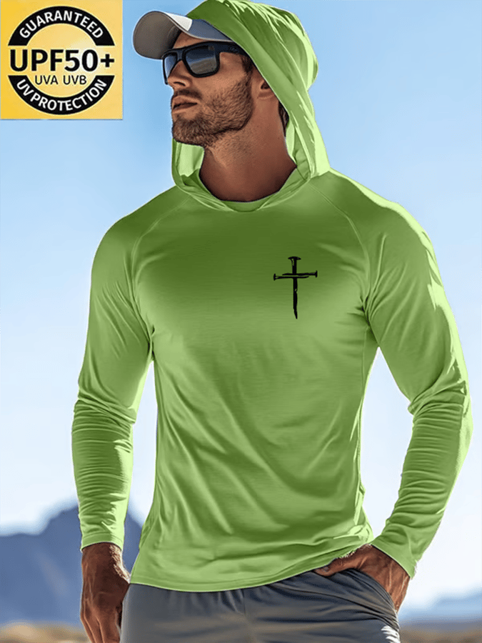 🔥Hot Sale Picks 🔥Men's Faith Outdoor Sun Protection Breathable Cool Hooded Sun Protection Long Sleeve Top