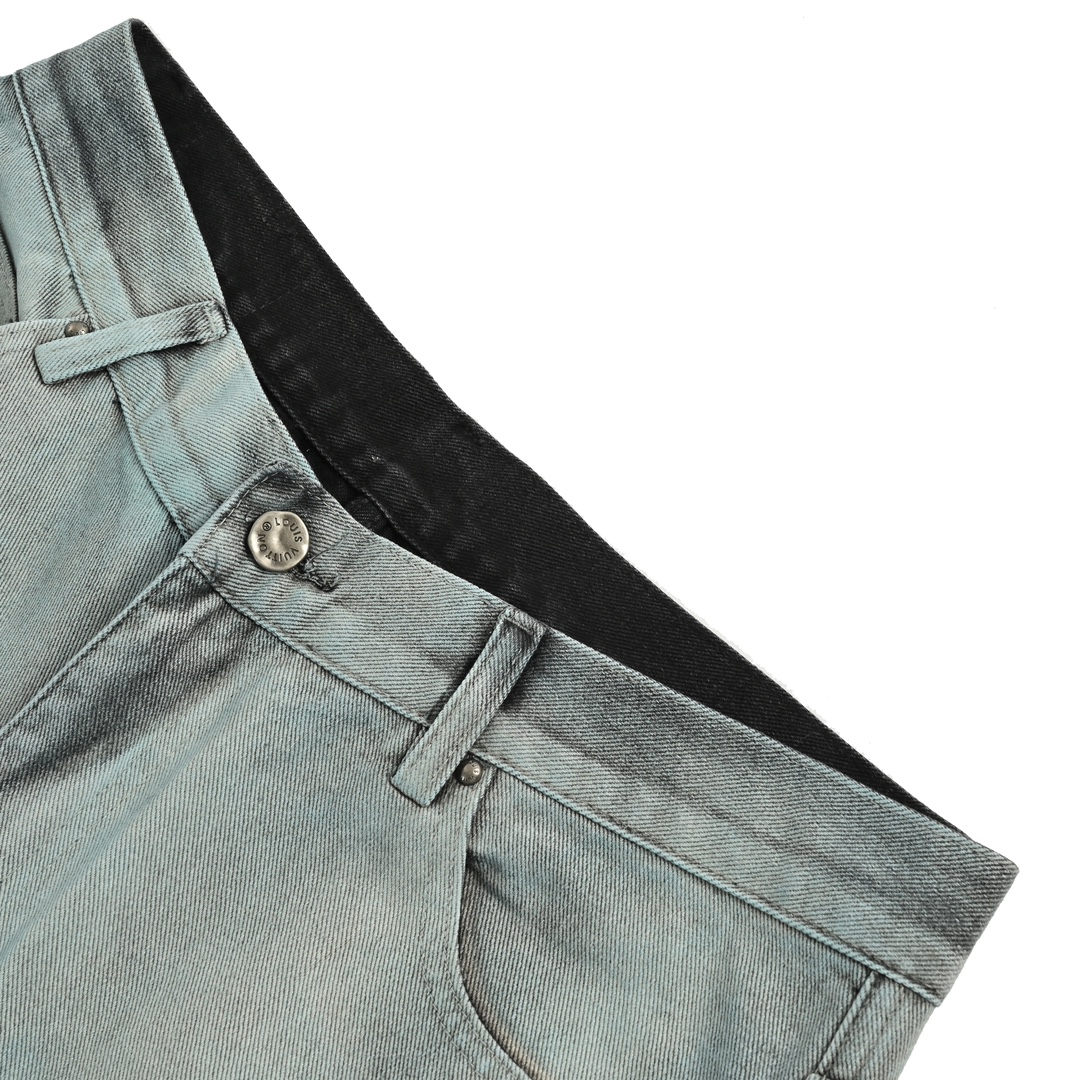 Louis Vuitton 24Fw all-over embroidered monogram gradient washed jeans