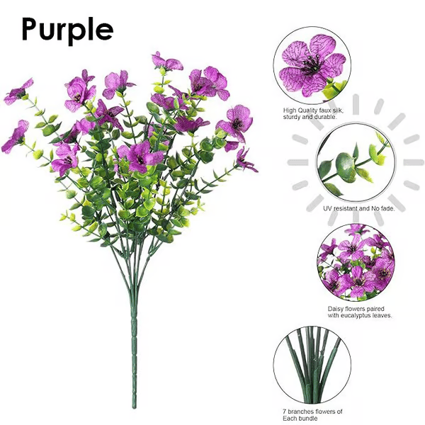 🔥Last Day 49% OFF🔥UV Resistant Silk - Artificial Faux Flowers Eucalyptus Violets