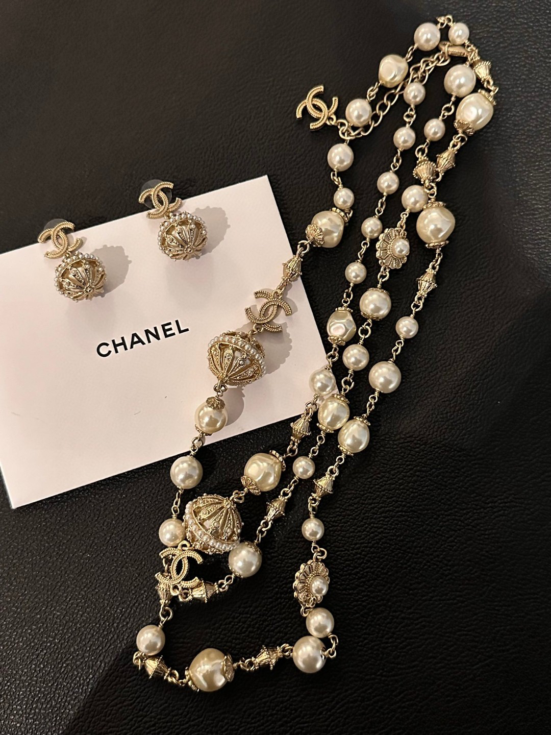 Chanel Pearl Lantern Double C Necklace