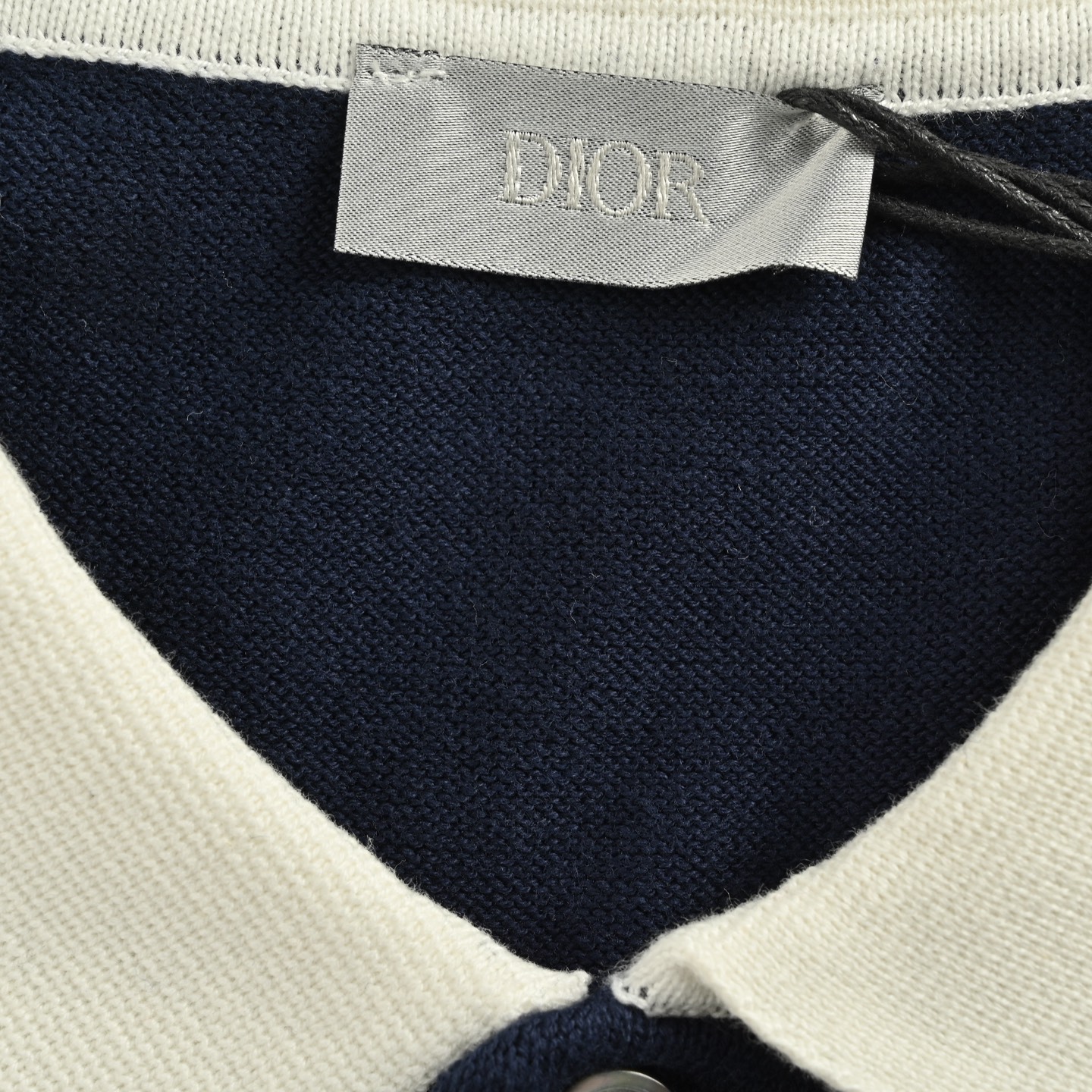 Dior 25ss lily of the valley embroidered striped knitted Polo short sleeve