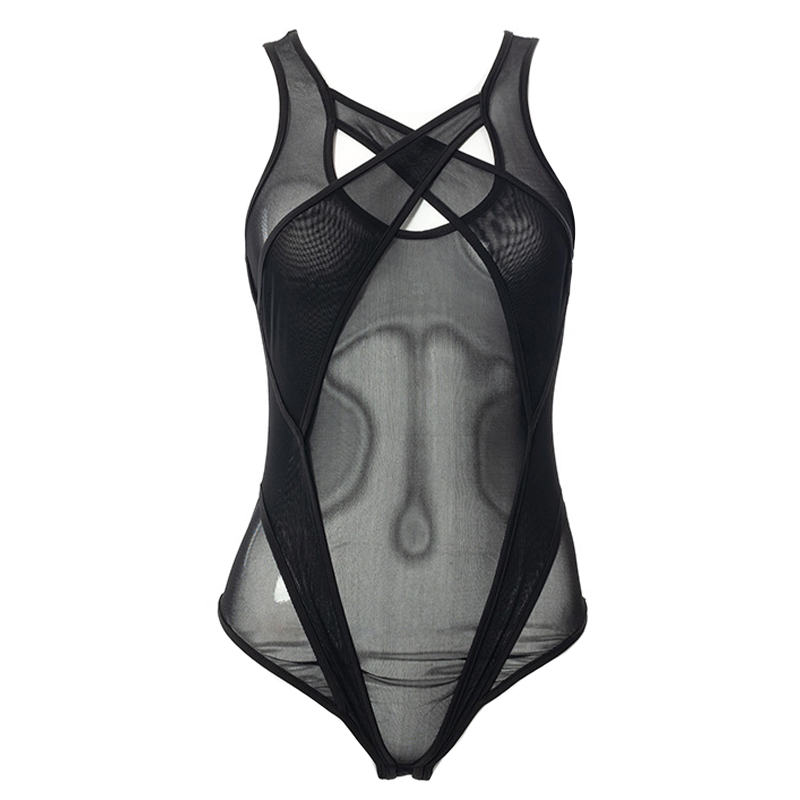 See Through Hollow Out Mesh Bodysuit