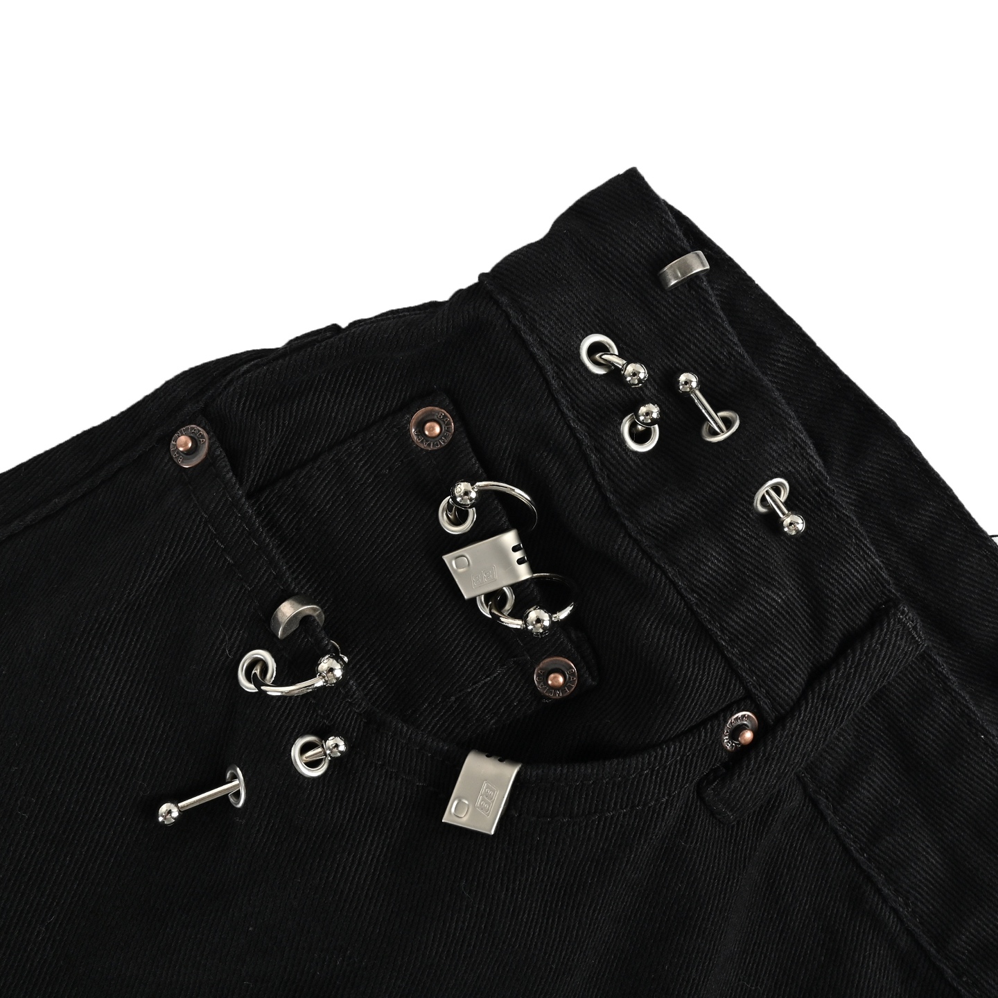 Balenciaga Rivet Piercing Fire Machine Head Denim Shorts