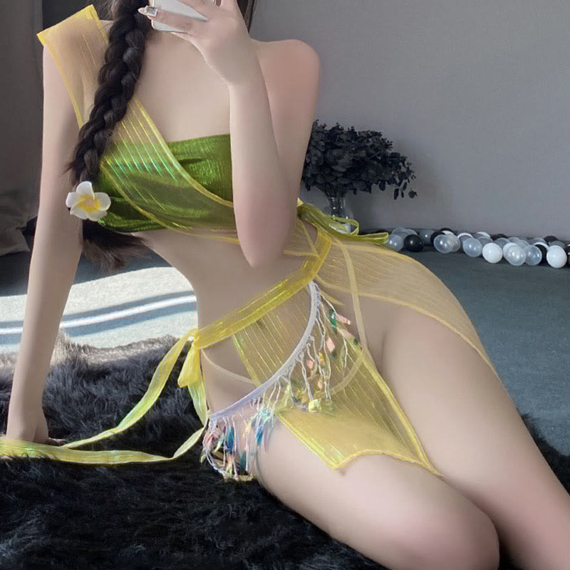 Tube Top Lace-up See-through Skirt Uniform Lingerie