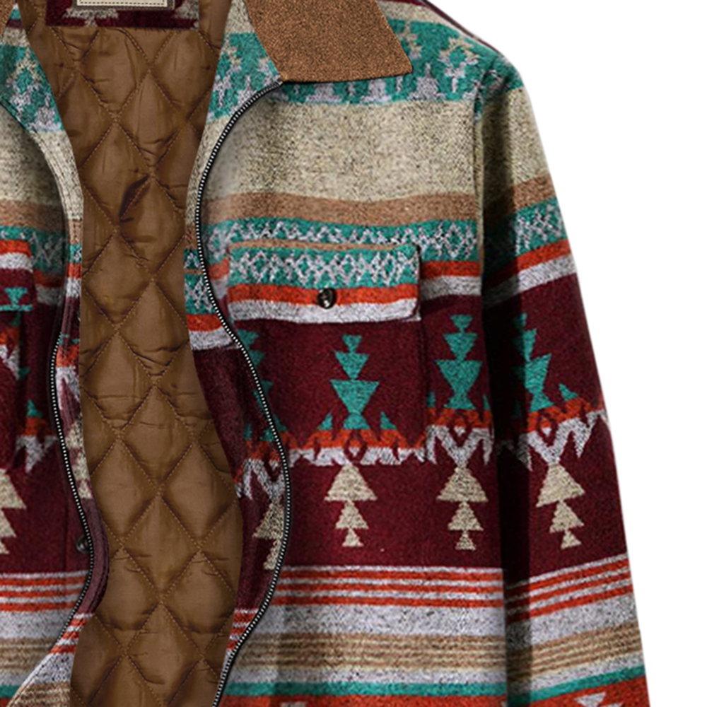 Men's Autumn & Winter Outdoor Casual Folk Style Geometric Pattern Jacket