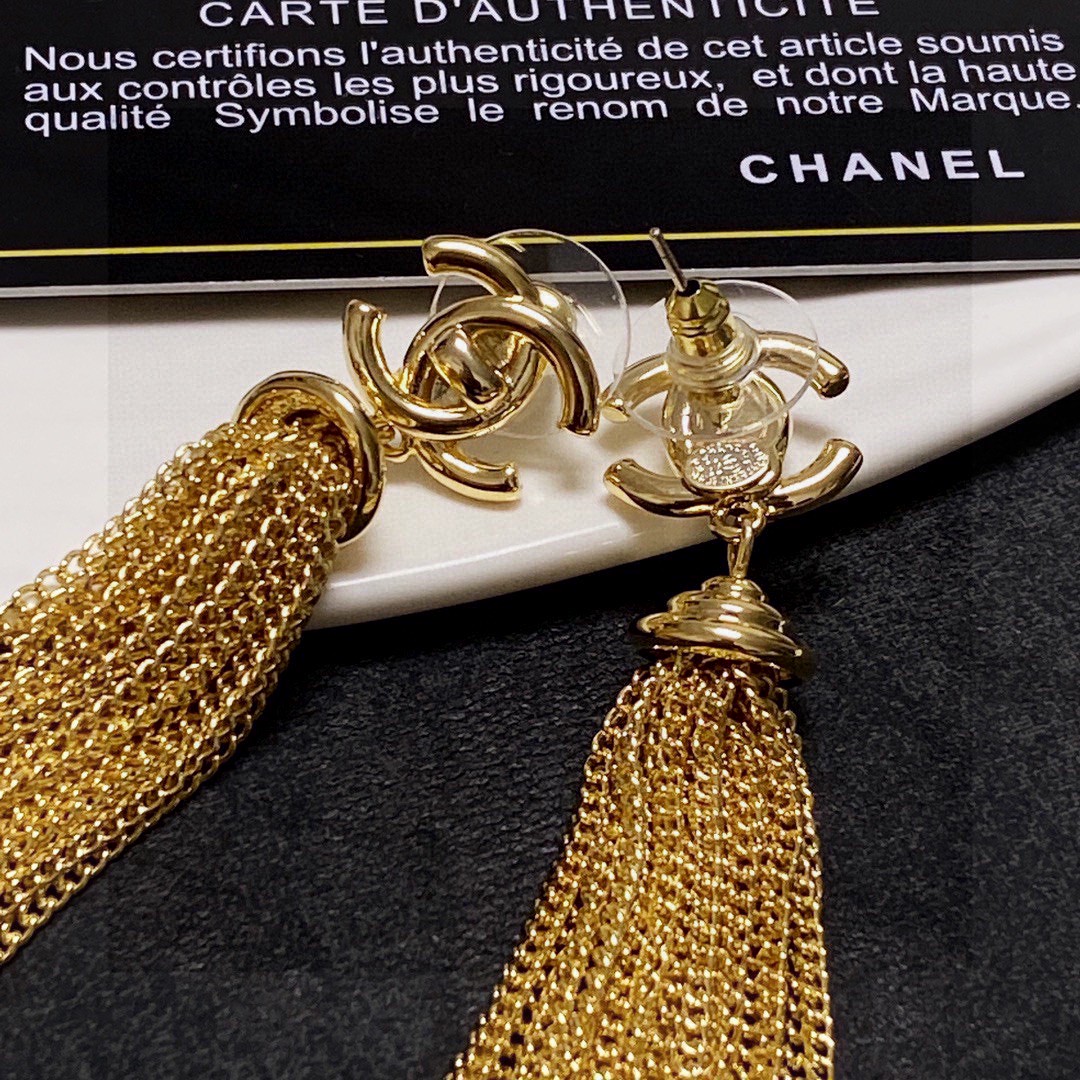 Chanel long tassel earrings