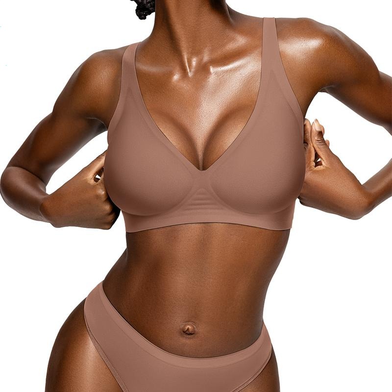 💥ON SALE💥Womens Comfortable Wireless Bras Push Up Bralettes Seamless Tshirts Bras Deep V Everyday Bras