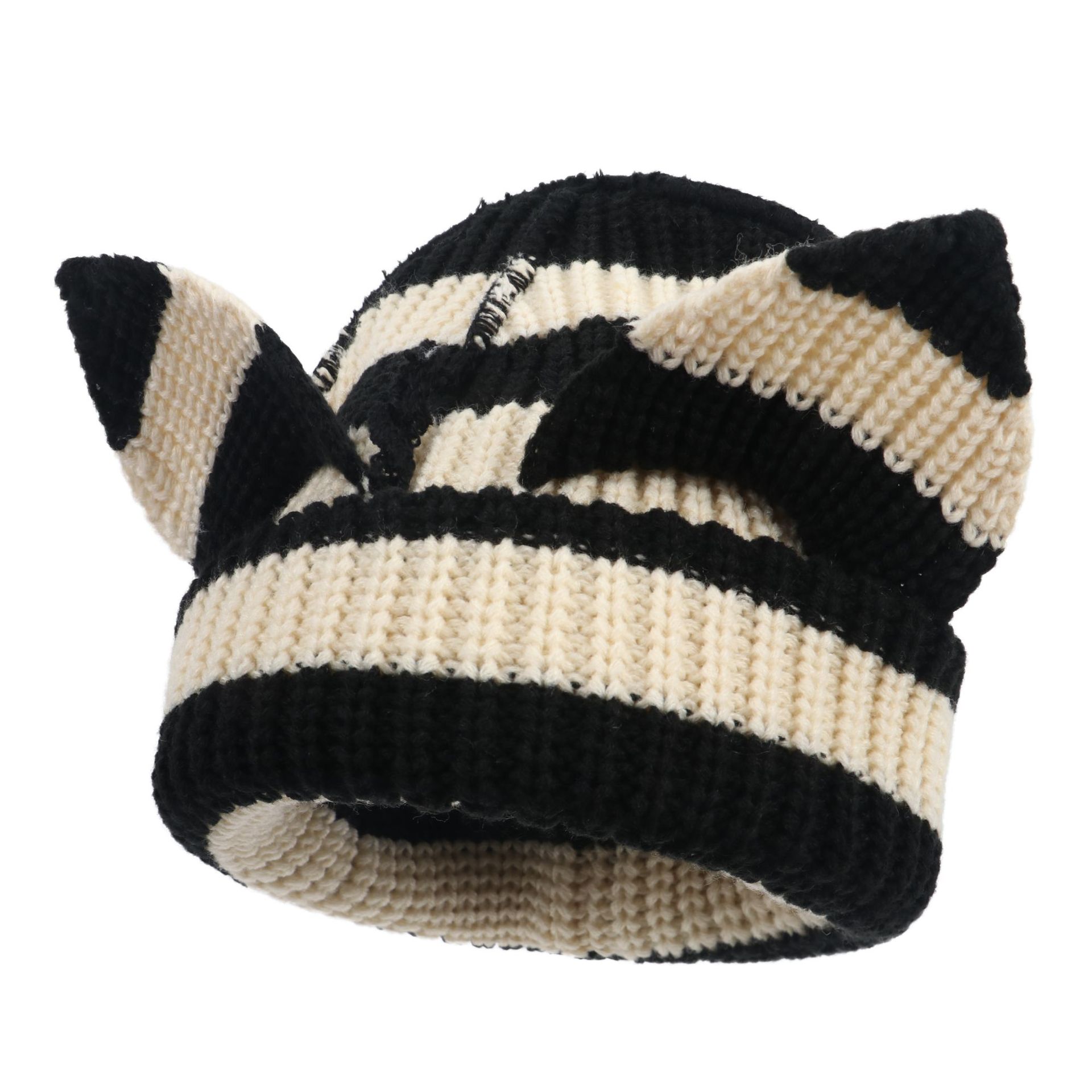 Fashion adult Hot Sale Lady Devil Ears thicken all acrylic knit hat