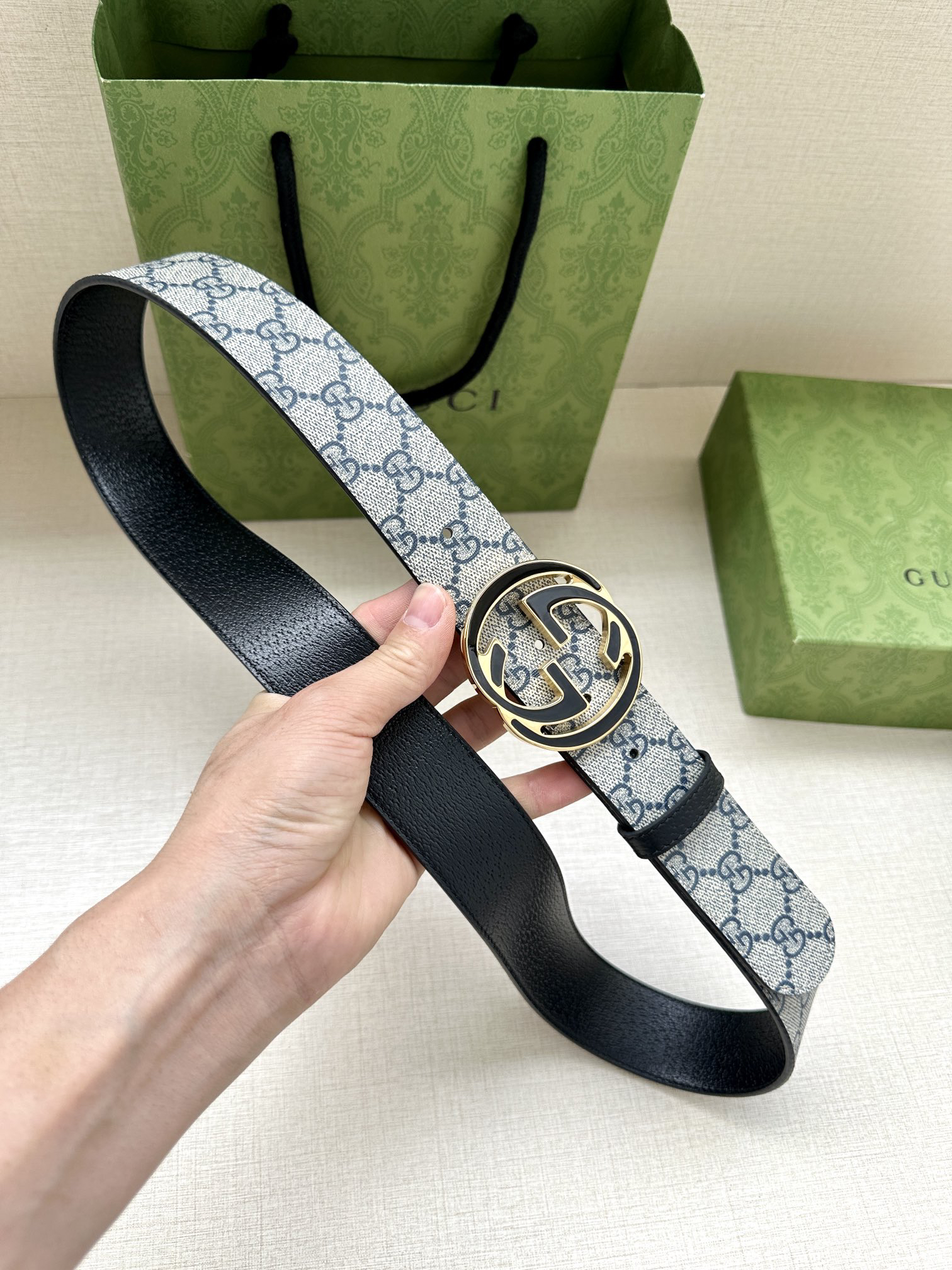 Gucci Marmont printed leather belt 3.8cm wide