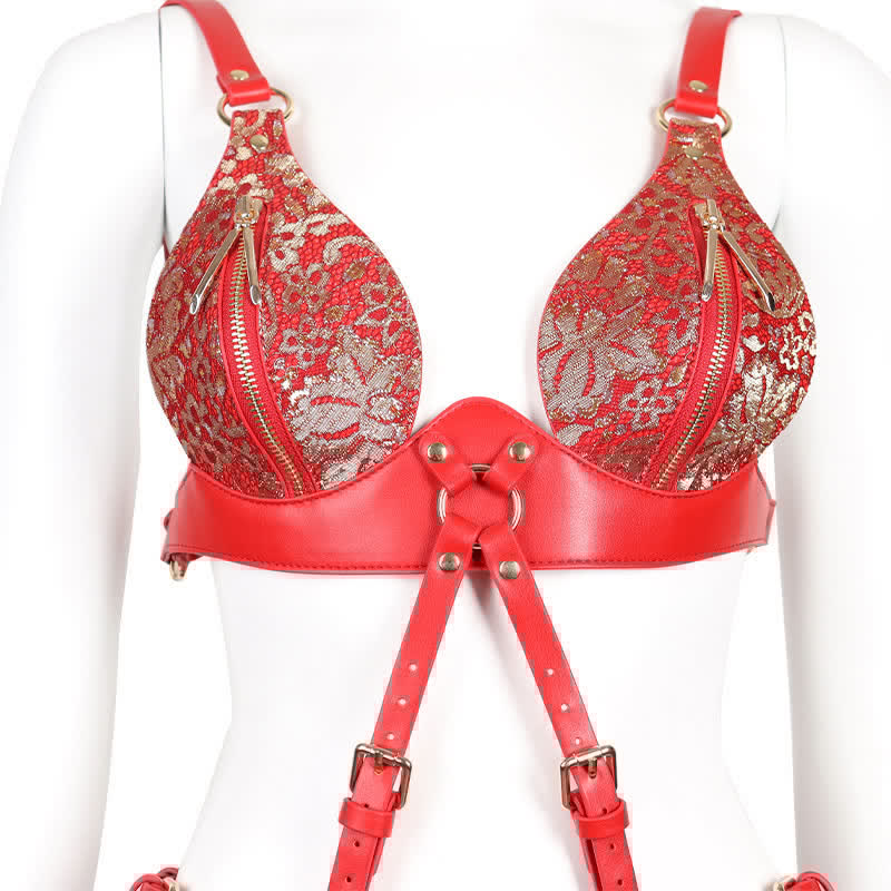 Sexy Lace Zipper Lingerie Set