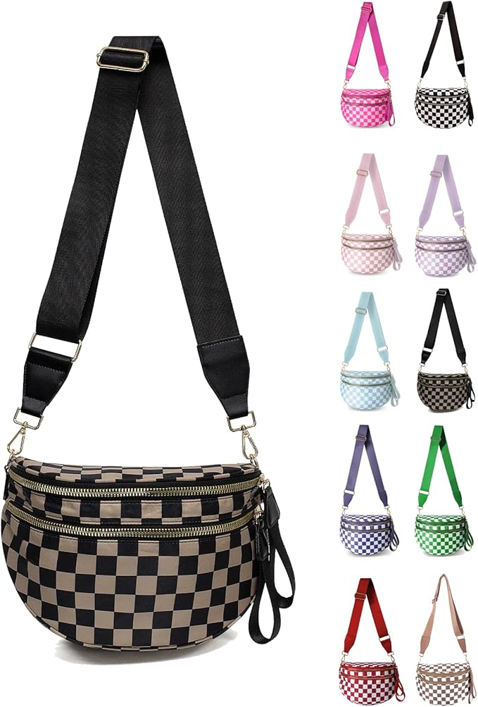 🔥On Sale🔥 Casual Shoulder Bag Multi-pocket Large Crossbody Oxford cloth Checkered Shell Bag