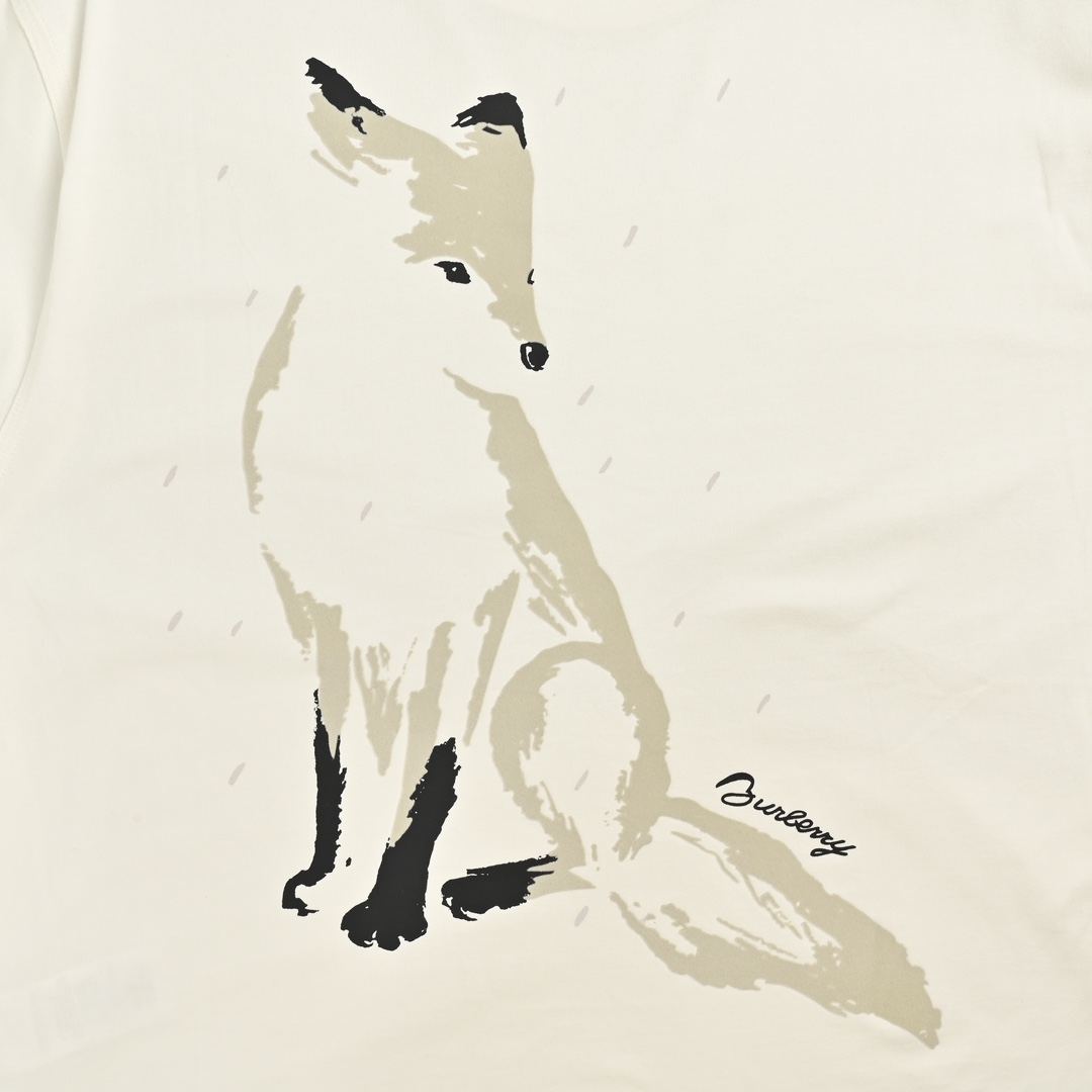 Burberry 24ss flocked fox print short sleeves