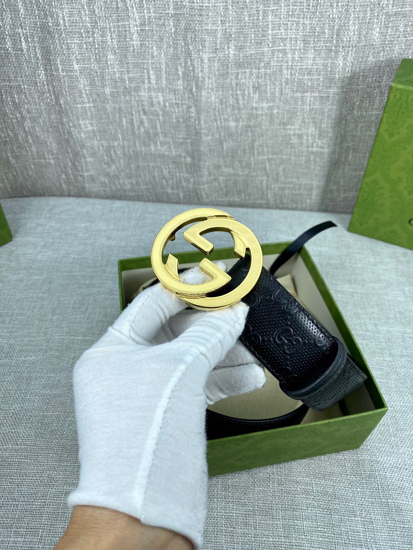 Gucci Signature printed leather belt width 4.0CM